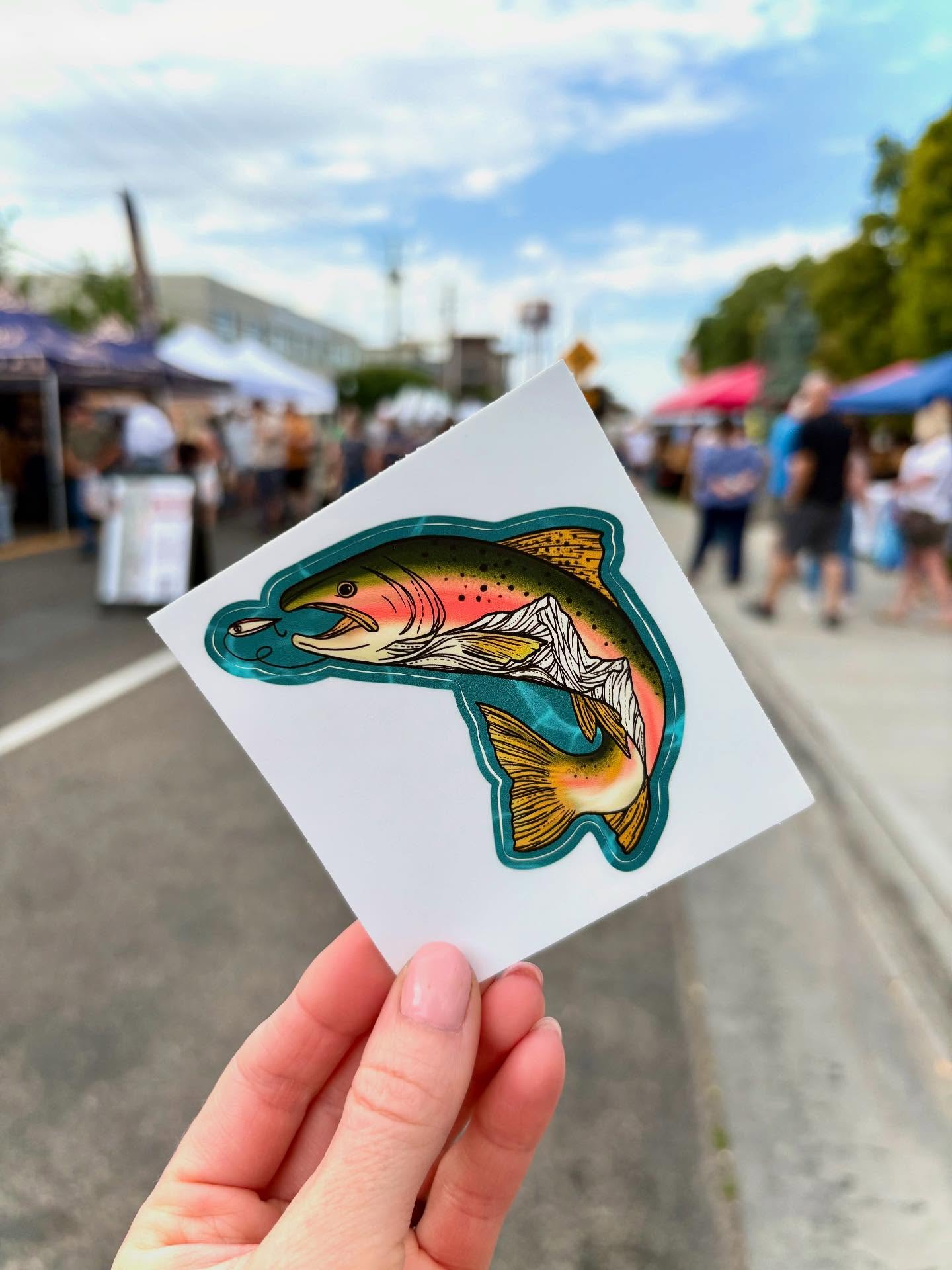 Fresh catch at the farmers market! Excited to share my newest rainbow trout sticker—printed on durable, weatherproof vinyl and sized at 2.8 x 3 inches. Perfect for water bottles, coolers, or wherever adventure takes you.
#rainbowtroutfishing #idahofalls #farmersmarket #fishsticker