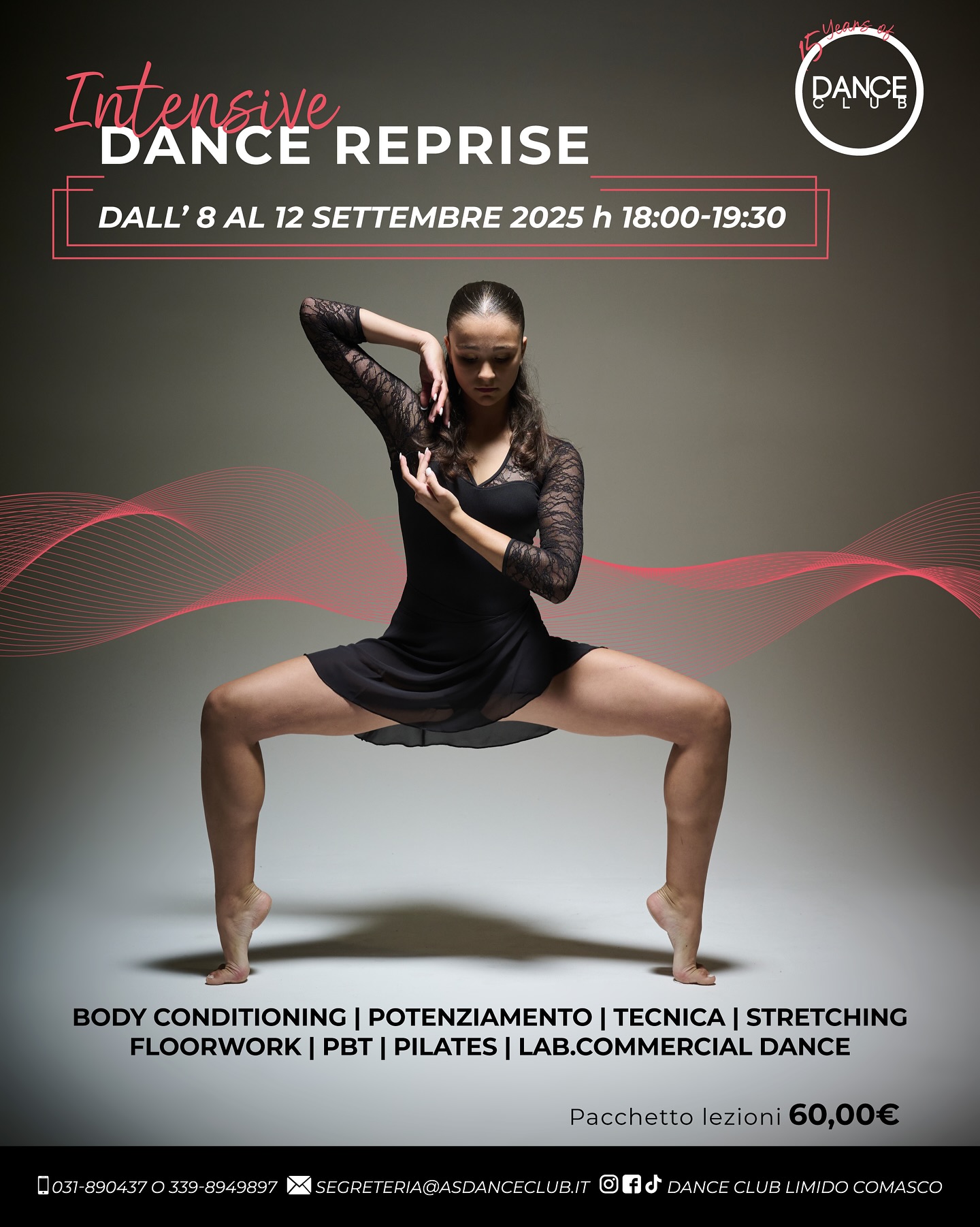 📣 INTENSIVE DANCE REPRISE
🗓️ Da lunedì 8 a venerdì 12 settembre 2025
🕕 Ore 18:00 – 19:30
Un programma pensato per riattivare il corpo dopo la pausa estiva, con lezioni dinamiche e complete che includono:
BODY CONDITIONING | POTENZIAMENTO | TECNICA | STRETCHING | FLOORWORK | PBT | PILATES | LAB. COMMERCIAL DANCE
🔹 Percorso open (da 8 anni in su)
💶 Pacchetto completo: €60
📲 Prenotazioni via WhatsApp al 339 8949897
Pic: @estudio_paolovolonte