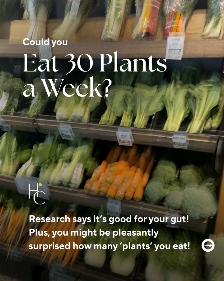 30 plant foods a week can help improve gut microbiome diversity and digestive health!
A 2018 study involving over 10,000 people from Australia, the United States and the United Kingdom showed consuming 30 different plant foods each week (compared to 10) provided a variety of fibres and polyphenols (colourful plant chemicals) that helped nourish and fuel a greater diversity of beneficial gut microbes, and the healthy chemicals these microbes made.
If 30 plants a week sounds daunting, the good news is that it’s not all just fruits and veg. Different coloured vegetables count, like red and yellow capsicums. Herbs, spices, legumes, grains, nuts and seeds all count too!
If you’re ready to get your gut health sorted, I’m available for bookings on Thurs, Fri & Sat for personalised nutritional guidance and support.
Booking + more info at the link in @healthconnection.au bio. 💛
#clinicalnutrition #guthealth #microbiome
