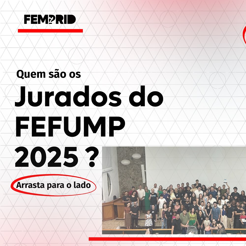 E aí, já tá sabendo quem serão os jurados do nosso FEFUMP 2025?
Então se liga nesse post e confere quem vai estar com a gente avaliando as bandas.
Fique esperto, não perca tempo. Nós te esperamos lá pra torcer pelas bandas no dia 06/09, na Igreja Presbiteriana de Betel.