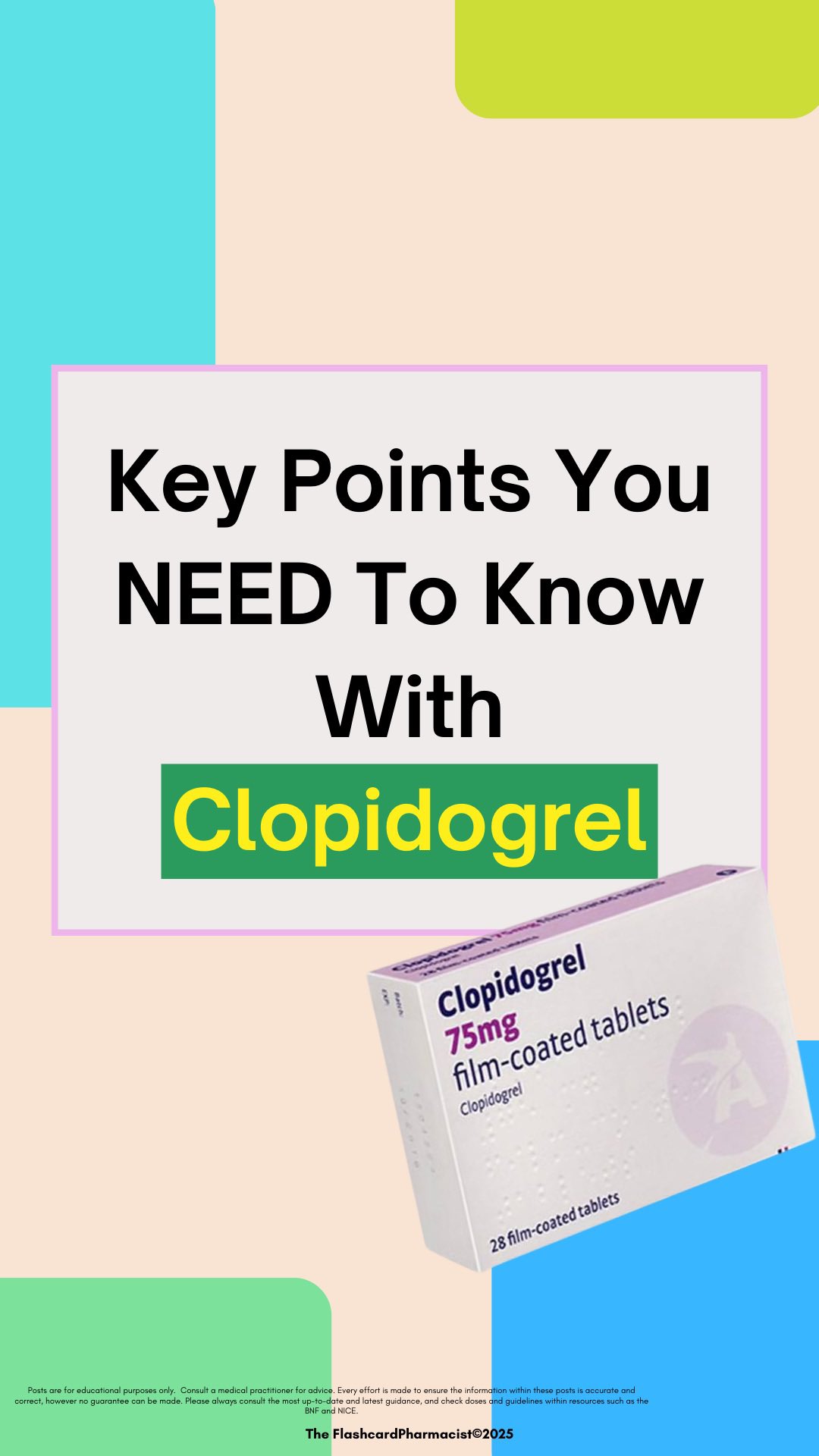 Key Points You Need To Know With Clopidogrel!
An anti platelet commonly prescribed with some key counselling points and important interactions to be aware of!
Can you name some of the indications for the use of clopidogrel?
#pharmacy #pharmacist #foundationpharmacist #pharmacytraining #clinicalpharmacy #reels #explorepage #pharmacyschool #mpharm #pharmd #pharmacology #pharmacologyrevision #foundationdoctor #GPregistrar #GPTraining #pharmacologyschool #revisepharmacology #preregistration #foundationtraining #nursetraining #nursestudent #pharmacystudent #medicinestudent #pharmacyquiz
#futurepharmacist #studentpharmacist #meded