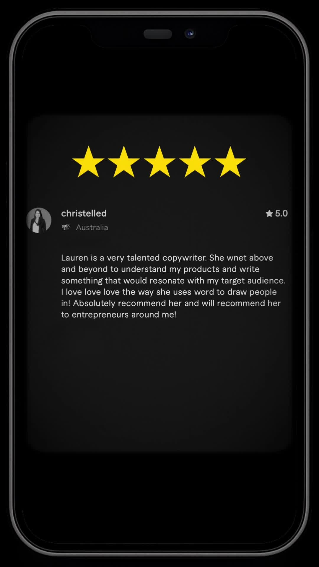 Another 5-star from a happy client in Australia ⨠Thank you for your kind words, @christelledelli_!
This is why I love what I do; getting to dive deep into a clientās products, understand their audience, and turn words into something magnetic.
If youāre ready for copy that makes people stop scrolling and lean in, Iām here for you š» āļø
#Copywriting #Copywriter #ContentMarketing #SmallBusinessMarketing #DigitalMarketing #FreelanceCopywriter #WritingTips
