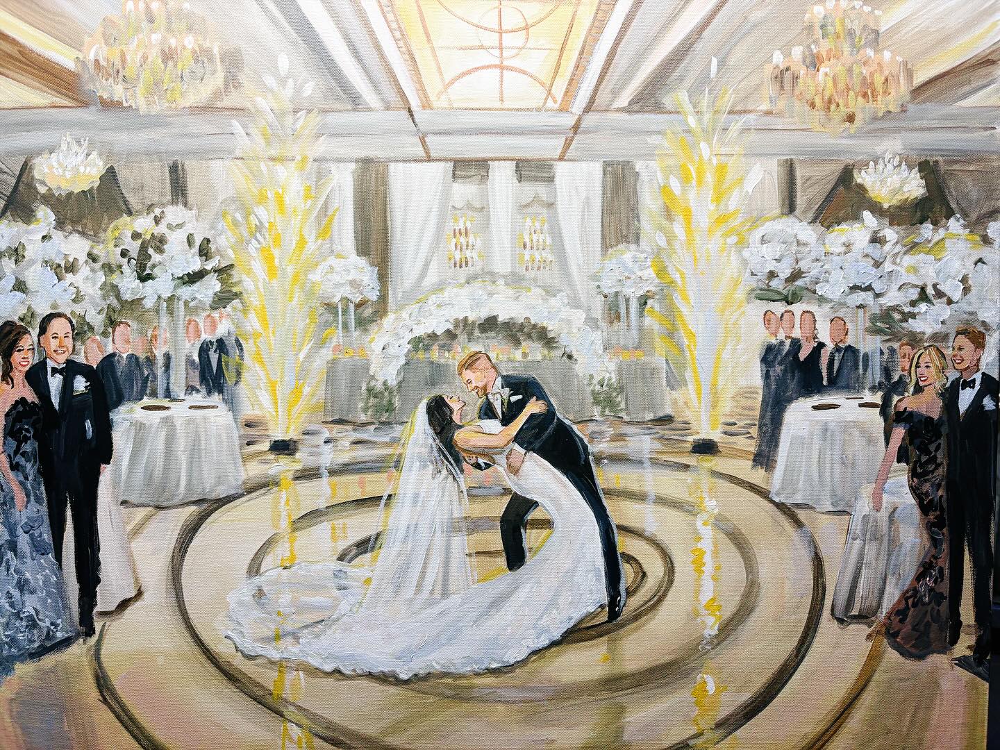 So thankful I was able to be apart of @stephaniespina_ and @lawrence_spina special day at the beautiful @thevenetiannj congratulations to you both, your love for each showed throughout the night! #weddingpainter #livepainter #eventpainter #luxuryweddings #weddingidea #weddingday