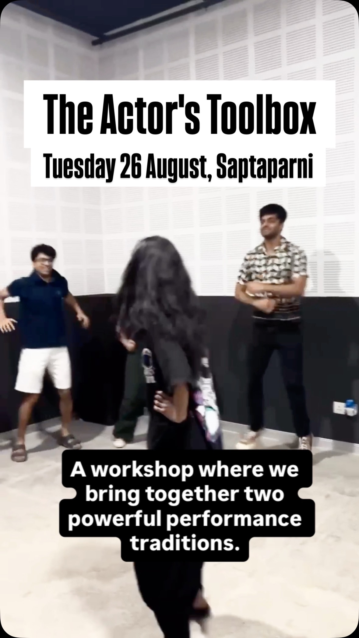 Calling actors and performers in Hyderabad 🎭
Every actor needs a toolbox — a place to sharpen skills, discover new methods, and play.
The Actor’s Toolbox by Kaivalya Plays brings together Spolin’s Improv and Navrasa in a hands-on workshop that’s open to actors, dancers, performers, and storytellers of all kinds.
📍 Saptaparni Hyderavad
📅 Tuesday 26th August, 6pm to 8:30pm
✨ Open to all levels
🎟️ To register, visit the link dub.sh/actortoolboxhyd (or see link in bio) or contact 9818925599
Join us, explore, and add a few new tools to your craft.
This workshop is presented under the Kafka@101 program presented by Goethe-Zentrum Hyderabad in collaboration with Kaivalya Plays, Hyderabad Children’s Theatre Festival, Rangbhoomi and Saptaparni.
#HyderabadTheatre #ActorsToolbox #ImprovIndia #Navrasa
