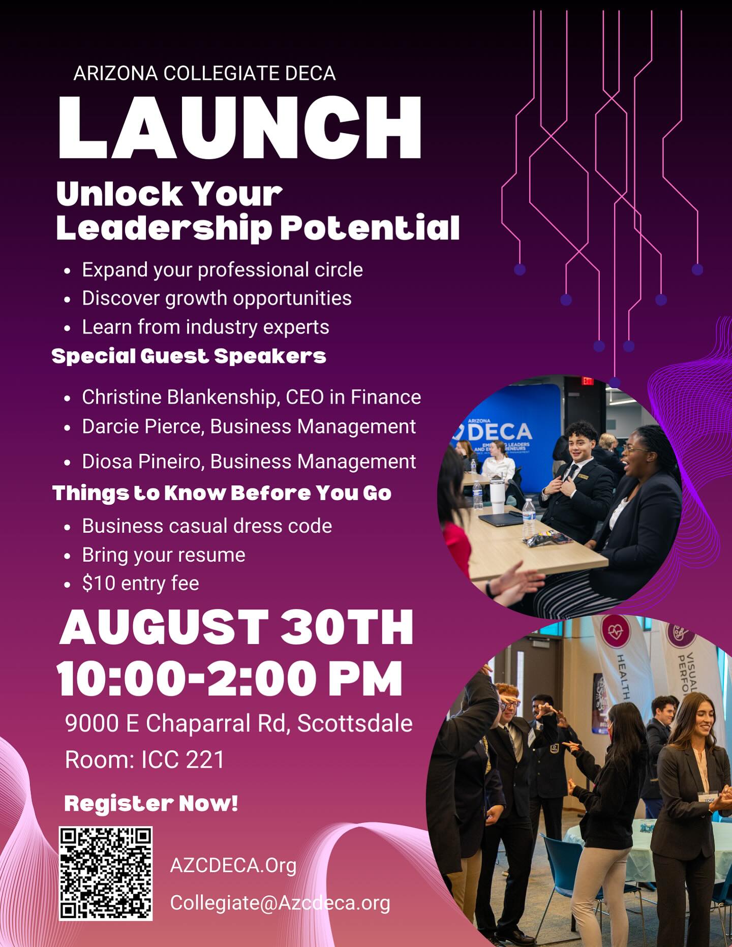 🚀 Ready to go the extra mile in your leadership journey? The Launch Leadership Conference is your chance to connect with leaders in Business Management, and Finance—and level up your leadership skills.
📍 Location Update: We’ve moved to ICC 221- same time, bigger impact.
✨ Leadership isn’t a title—it’s a mindset. Don’t miss out!