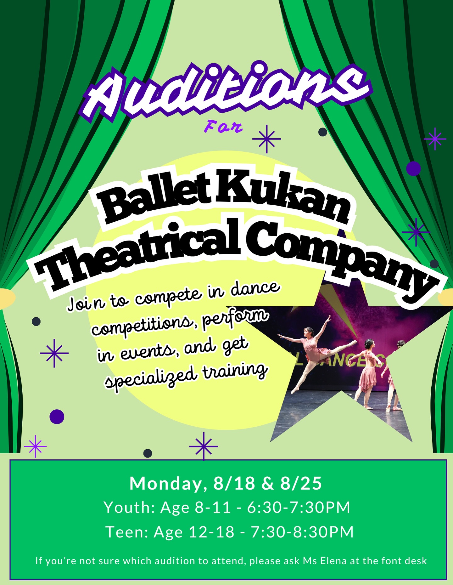 β¨ Itβs time! BKTC auditions are here πJoin us for a new season of dance, fun, and performance. First round of auditions are today! We hope to see you there!
*Auditions for 8/18 will be deferred until the 25th*
#MonroviaDanceStudio #DanceAuditions #MonroviaDance #BalletKukan #SoCalDance