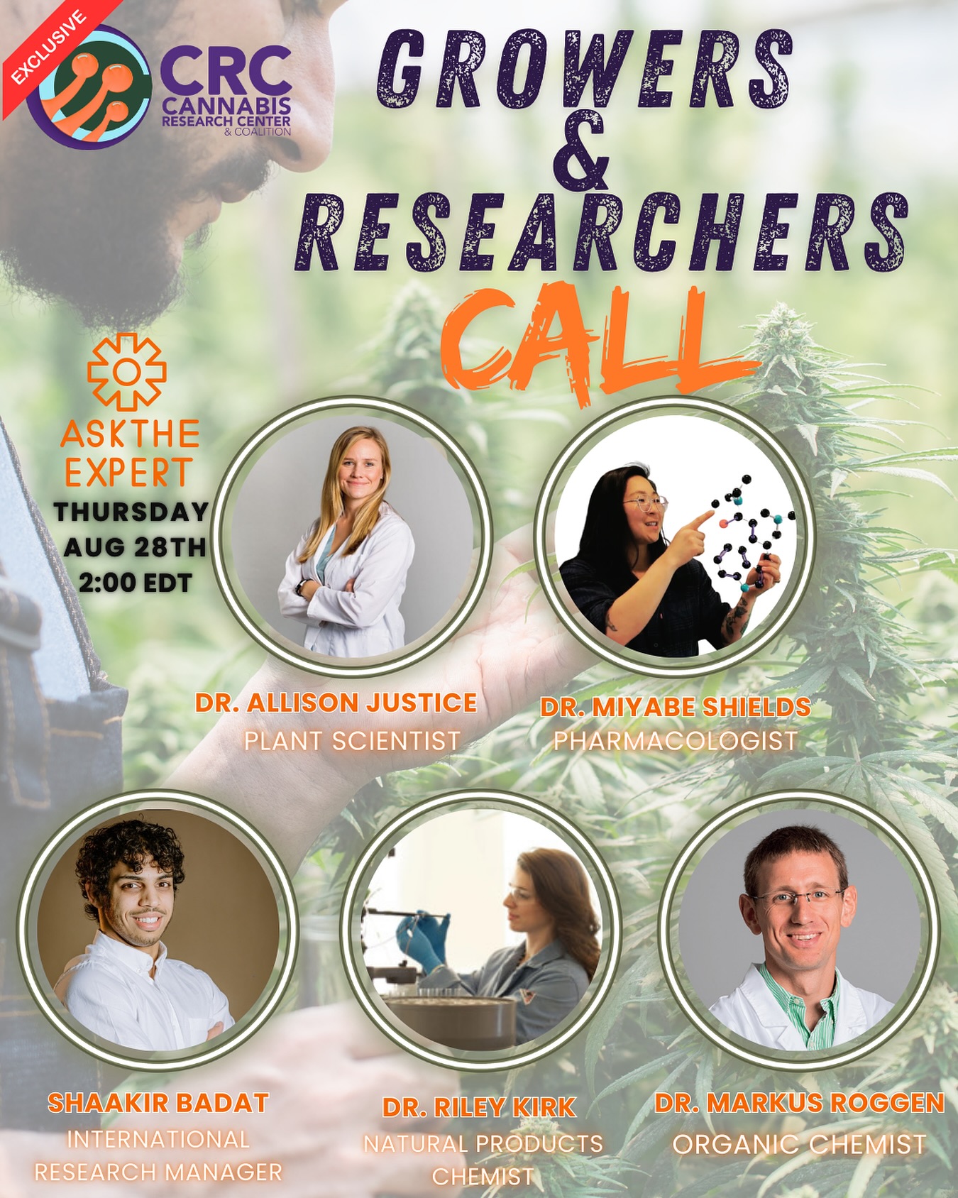 ‼️🚨Attention Cultivators & Researchers!⏰
Our next CRC Growers & Researchers Call, hosted by @dr.justice_grows is happening next week!
This is your exclusive opportunity to connect directly with experts in plant science, chemistry, and pharmacology and get your questions answered.
🔹 Submit your questions ahead of time using the link in your calendar invite.
🔹 Access is members-only (and membership is free for cultivators, researchers, and university students thanks to our supporting vendors).
🚨 To receive the calendar invite and join this call, you must become a CRC member by August 27th!!! ⏰
Don’t miss out on this rare chance to learn, share, and grow with the experts driving cannabis research forward.
🔗 in bio to join CRC!
Thank you to our partner organization for sharing your time with us!
@appliedpharmacognosy
@miyabephd
@shak_bad
@cannabichem
Huge thanks to our supporting vendor members! Your support keeps the CRC mission growing and ensures our community has free access to open-source cutting edge cultivation knowledge and resources!