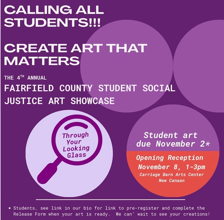 S.T.A.R, in partnership with @theglasshouse_newcanaan and @carriagebarnartscenter invites students of all ages in any Fairfield County town to create art on a topic that matters to them! This is not a competition and all art will be featured at a fun opening reception on 11/8! Plenty of time to create art before the 11/2 art due date.
Need some inspiration for social justice ideas? See our website to see examples of what kids have done in the past!
Don’t miss out! Check out our website link in our bio above to learn more and to to pre-register! There is no cost to participate or attend the reception. .