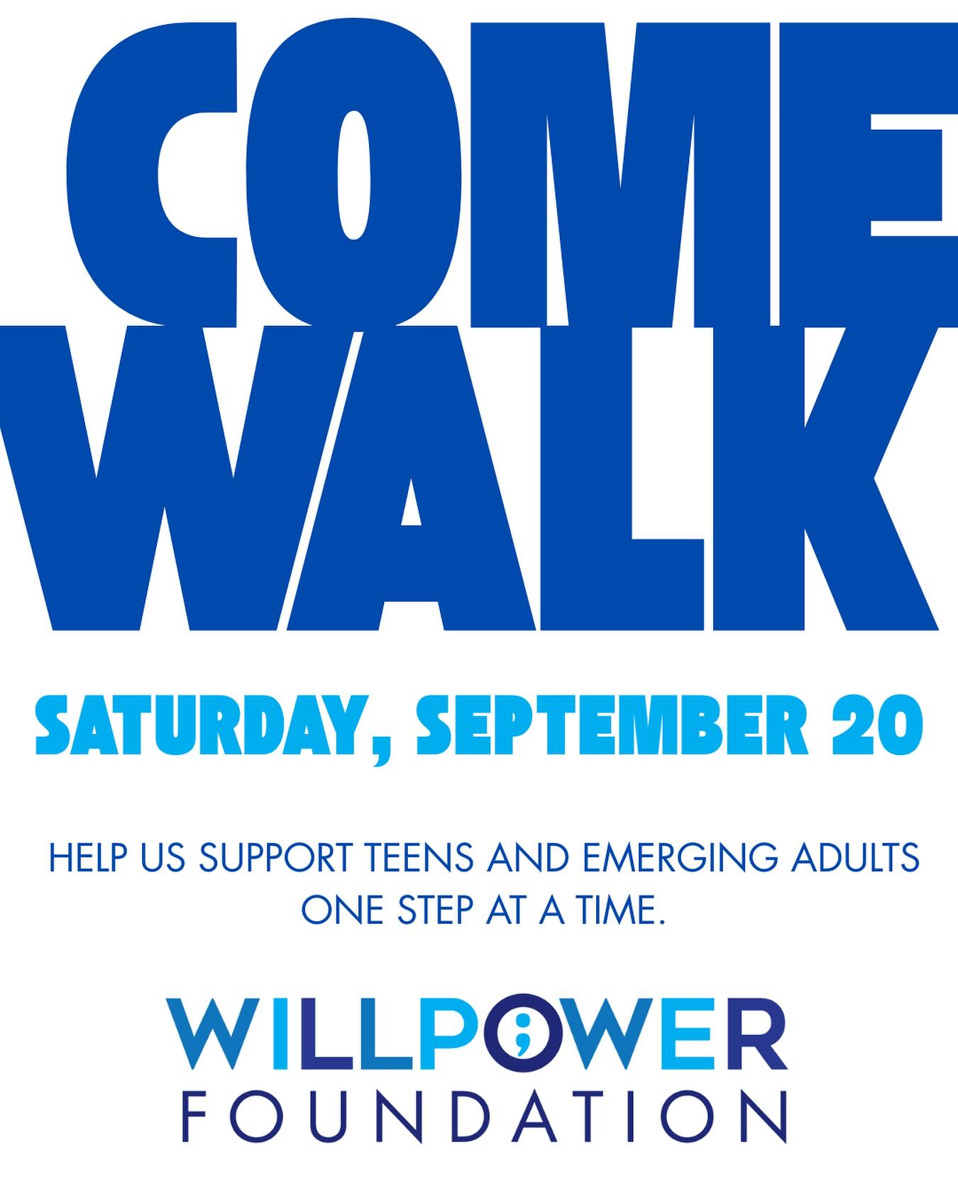 💙 COME WALK with us!
On Saturday, September 20, we’re hitting the Wissahickon Trail for the WillPower Foundation’s 3rd Annual Walk + Talk / 5K Run — and we want YOU there.
Every step we take together fuels hope, connection, and life-changing support for teens and emerging adults. 🫶 Whether you walk, run, or cheer from the sidelines, you’ll be helping fund therapy access, resilience-building programs, and community resources that save lives.
📅 When: Sat, Sept 20 — 7:30 AM Registration/ 8:30 AM Start
📍 Where: Wissahickon Trail, Philadelphia
👟 Register now. Invite a friend. Be part of a movement that matters.
✨ One step at a time, we change lives.
#WillPowerFoundation #WalkForHope #TalkForConnection #MoveForChange #PhillyEvents #MentalHealthAwareness #SuicidePrevention #CommunityHealing