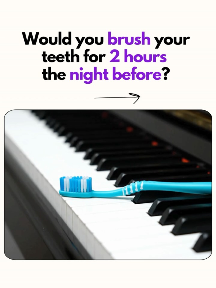 Neither works if you only do it once a week 😉
Music practice — like brushing your teeth — is all about daily habits.
🎹 10 minutes daily > 2 hours of cramming.
👉 Teachers, do you agree?
👉 Parents, what’s your child’s routine?
#musician #musicteacherlife #pianoteacherlife #pianoteacher #pianolessonsforkids