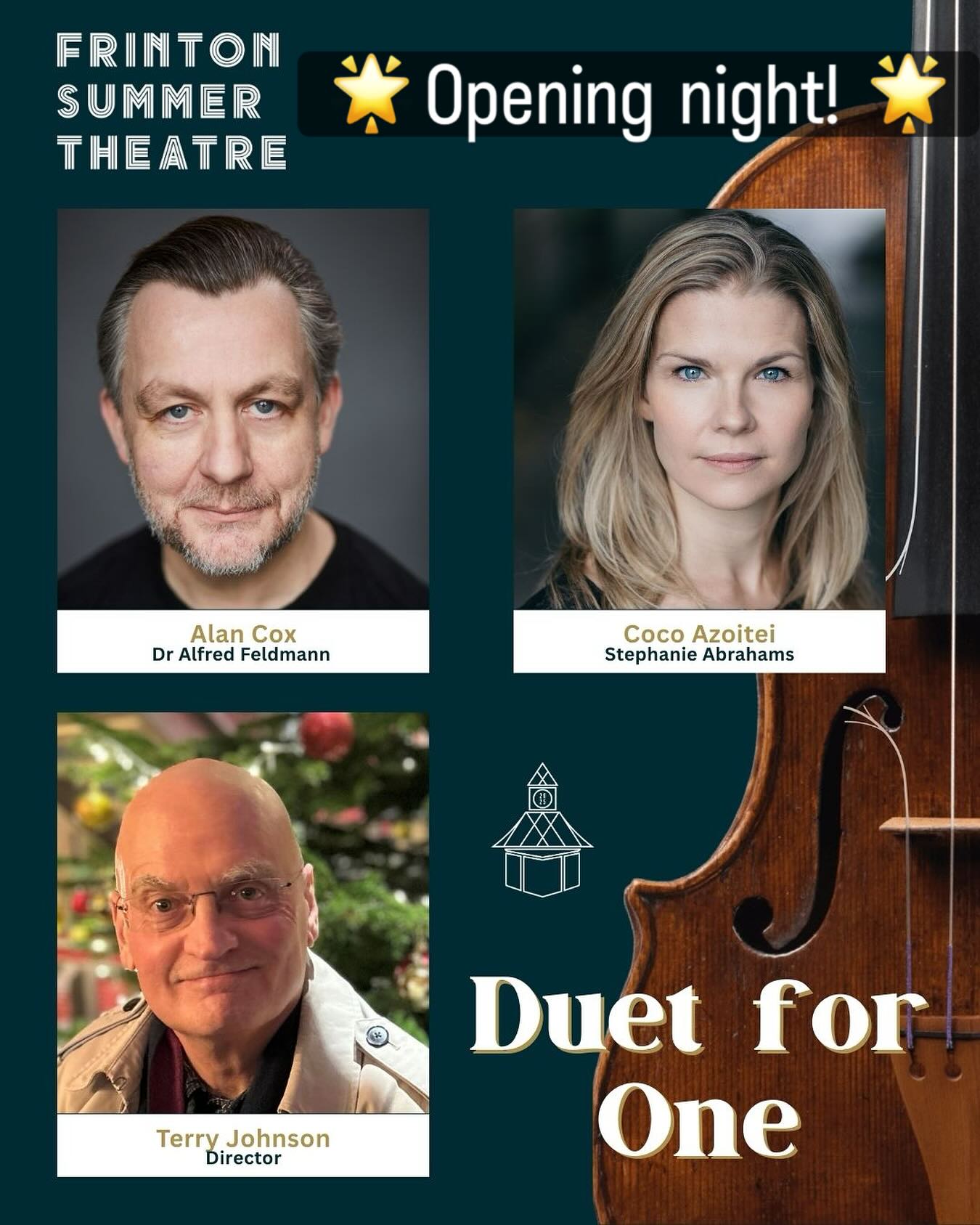 🎭 Our Six Plays in Six Weeks McGrigor Hall season ends with a powerhouse performance!
Directed by the brilliant Terry Johnson - winner of a Tony, multiple Oliviers, and countless theatre awards - this moving two-hander is in the hands of one of Britain’s finest directors.
On stage, Alan Cox (The King’s Speech, My Fair Lady) returns to Frinton, joined by Coco Azoitei in her Frinton debut.
✨ World-class theatre. Intimate McGrigor Hall. A finale you won’t forget.
🎟 Tickets selling fast — don’t miss it!
📅 19–23 August
📍 McGrigor Hall, Frinton-on-Sea
🎟️ Box office link in bio
#DuetForOne #FrintonSummerTheatre #FrintonOnSea #Frinton #McGrigorHall #TheatreSeasonFinale #SixPlaysInSixWeeks #BritishTheatre #AwardWinningDirector #TerryJohnson #AlanCox #CocoAzoitei #ViolinOnStage #TwoHander #PowerfulTheatre #IntimateTheatre #WestEndQuality #MustSeeTheatre #EssexEvents