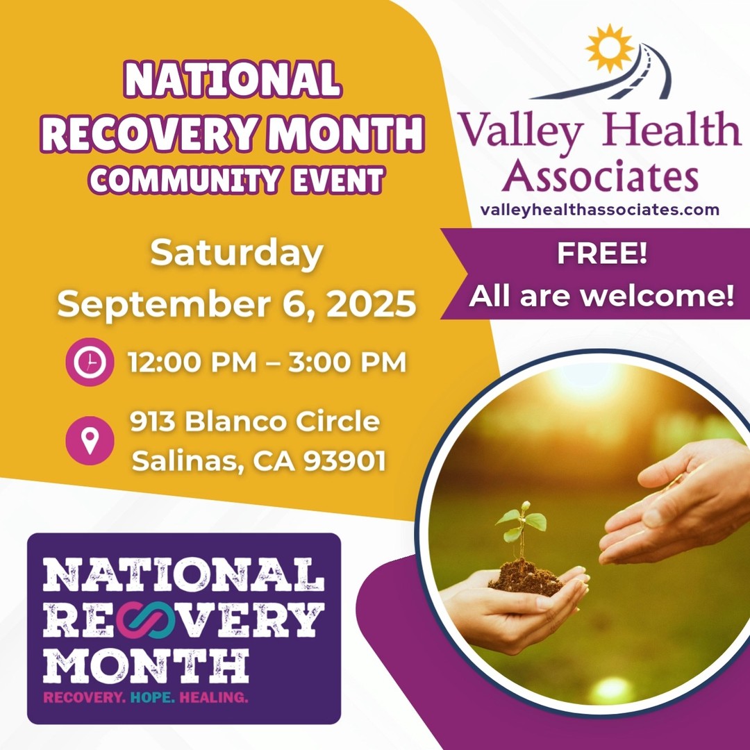 Recovery is worth celebrating. Let’s do it together on Sept. 6! Join us for food, art, music, and more.
RSVP: https://forms.gle/SeJ9kDjeEJfCk67M7
#ValleyHealthAssociates #NationalRecoveryMonth #CommunityEvent