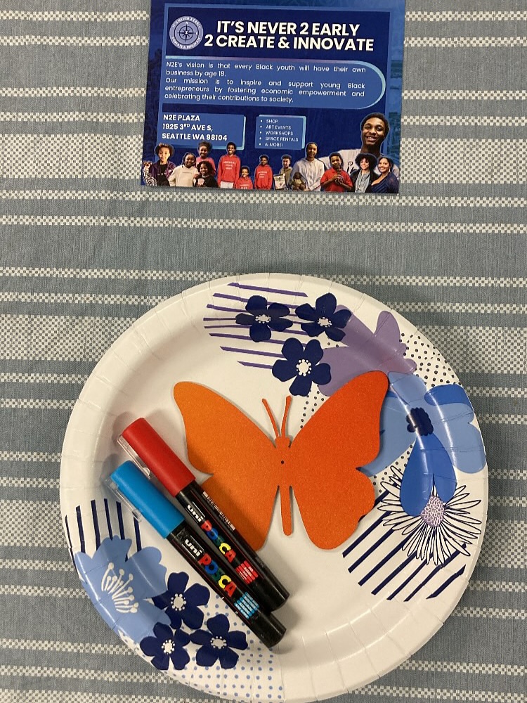 The beautiful butterflies are back this Friday at the artwalk right here at N2E! We will continue the installation of butterfly designs with artist Alex Nason for the big showcase in September, come enjoy, relax, imagine and create! Words, designs, any art you’d like to include on your butterfly come share with us 5-8 PM!