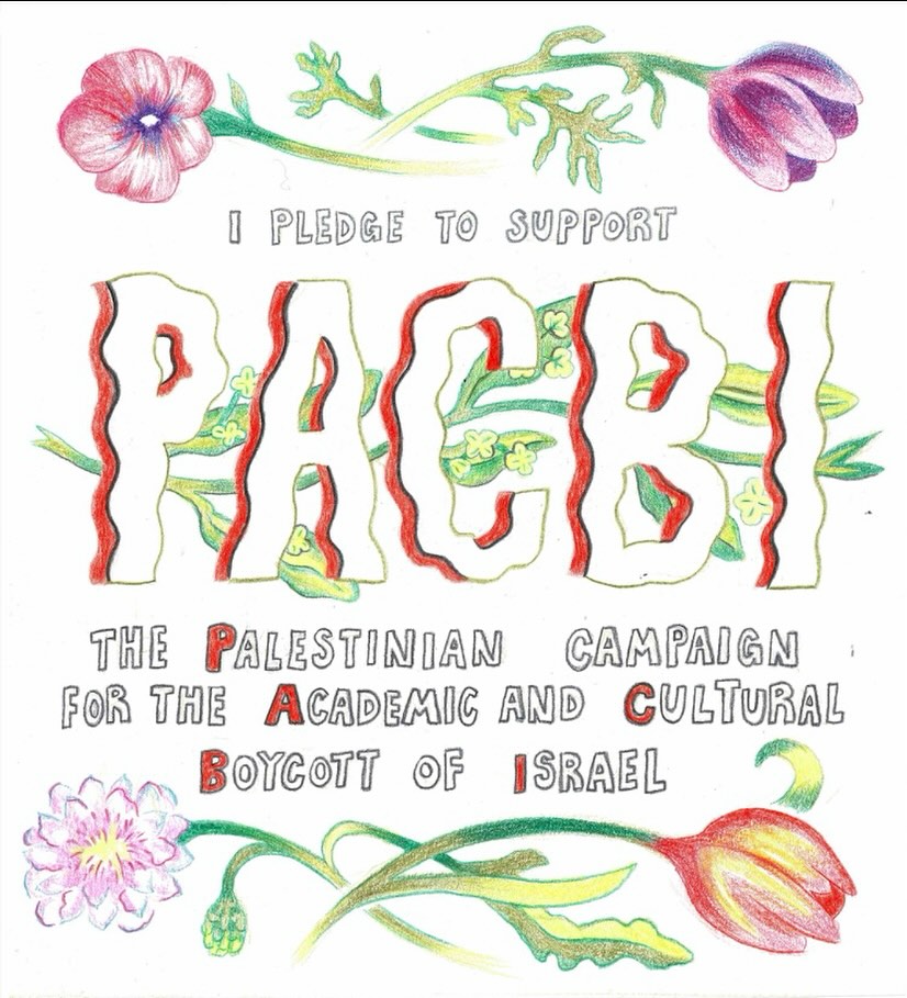 InsideOutsideTherapy pledges to support and follow PACBI in all of our work and play #pacbi #artworkersforpalestine #mentalhealthworkers4palestine