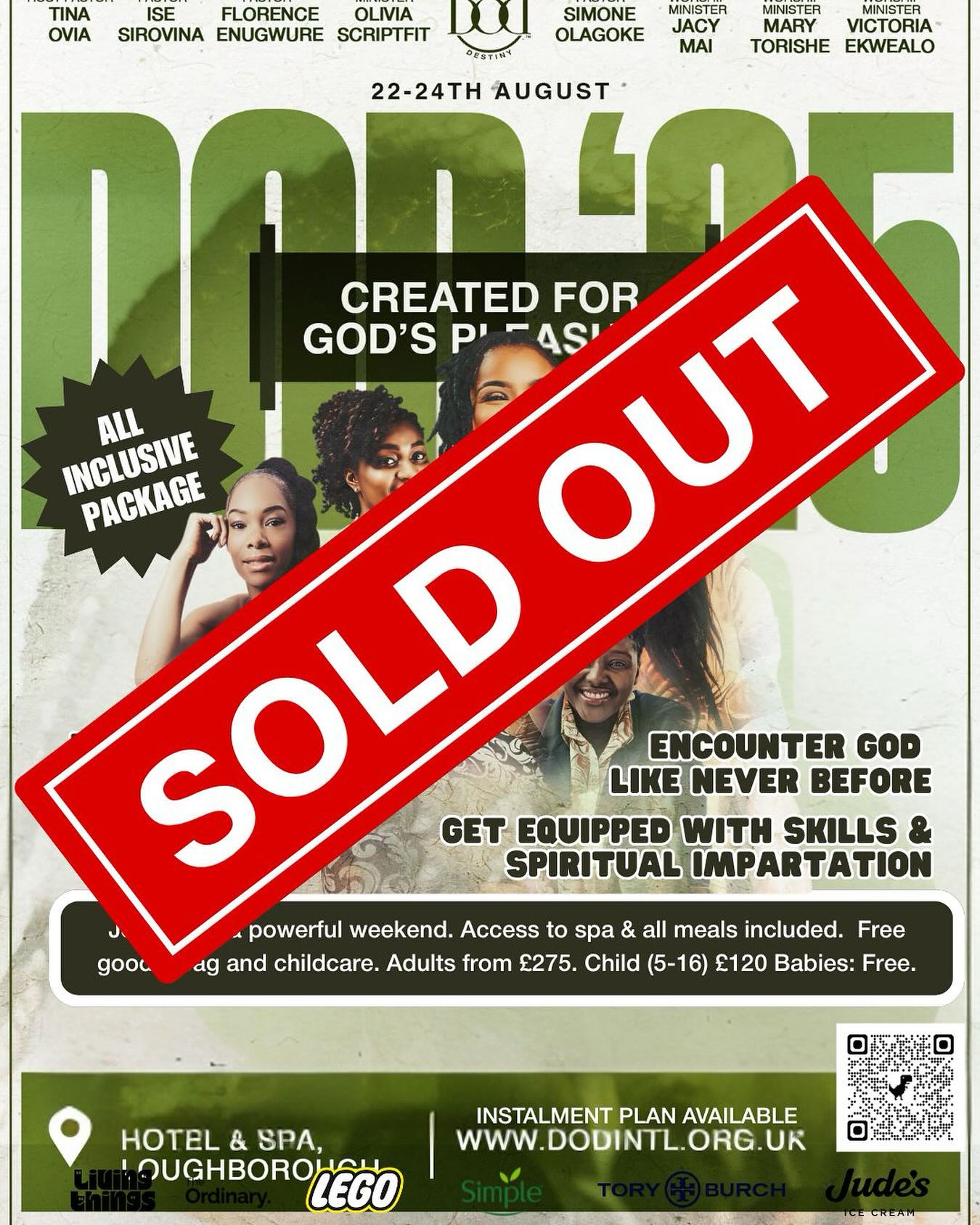 Sold out!
All overnight stay packages have sold out. Contact us for day delegate spaces and we’ll confirm if we can accommodate your requests.
Thank you to all our wonderful Daighters of Destiny!