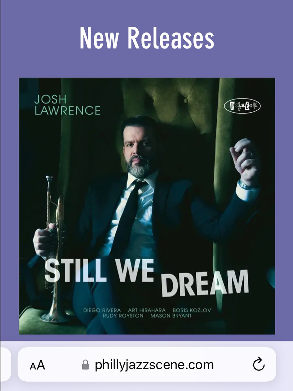 Thank you @phillyjazzscene #stillwedream on @positone_records out now ✌️