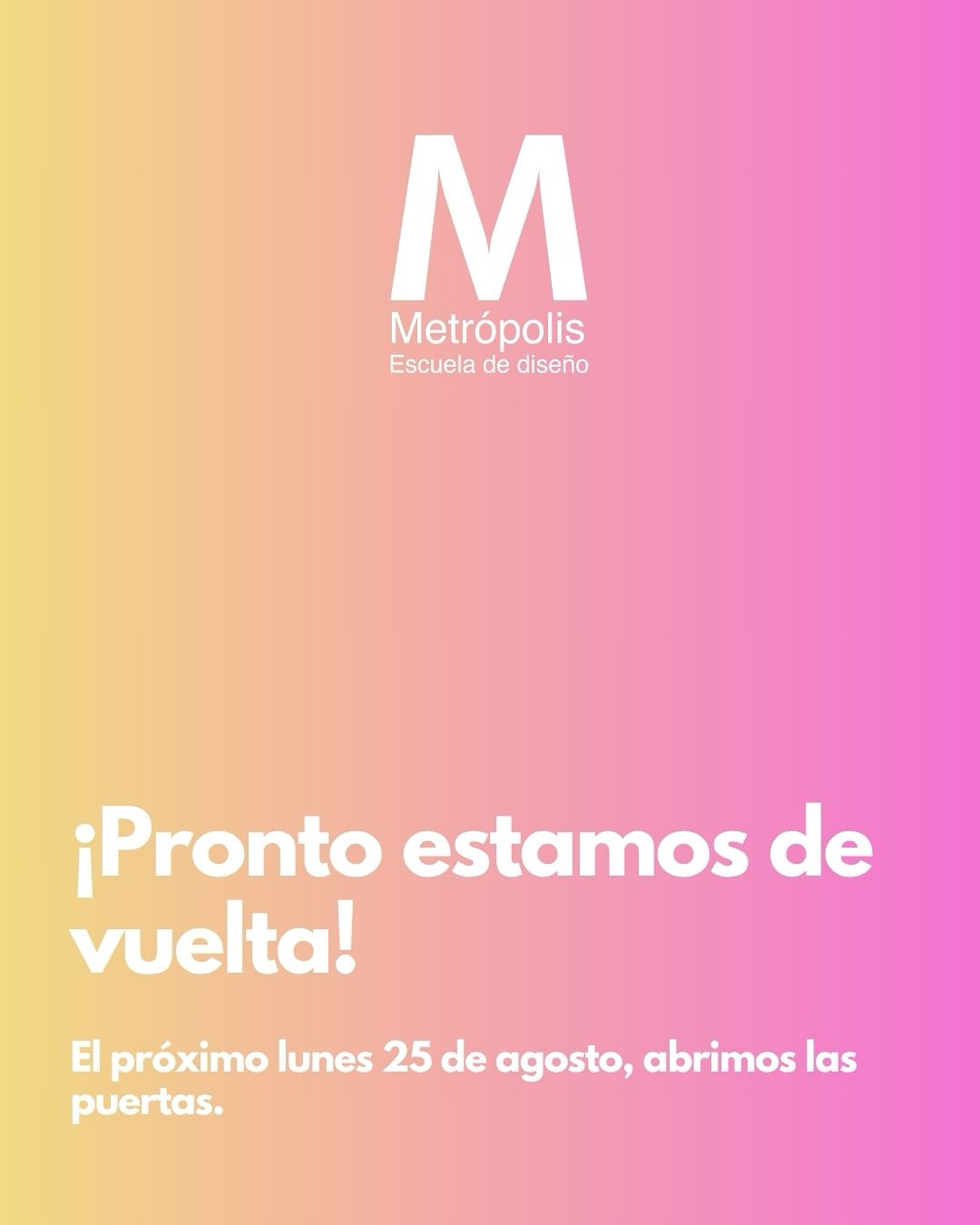 El próximo lunes 25 de agosto reabrimos nuestras puertas con toda la energía para comenzar un nuevo curso lleno de creatividad y moda.
Y si aún no te has apuntado, todavía estás a tiempo de hacerlo. 💫
Diseño de Moda, Estilismo, Patronaje Industrial, Moda Flamenca, Moda Infantil.
#yosoymetropolis #escueladediseño #diseñodemoda #dibujo #ilustracion #costura #patronaje #patronajeindustrial #patronajeamedida #modelaje #corteyconfeccion #textil #estilismo #estilista #moda #escalado #novias #patronajeinfantil #pasarelaflamenca #modaflamenca #modaandaluza