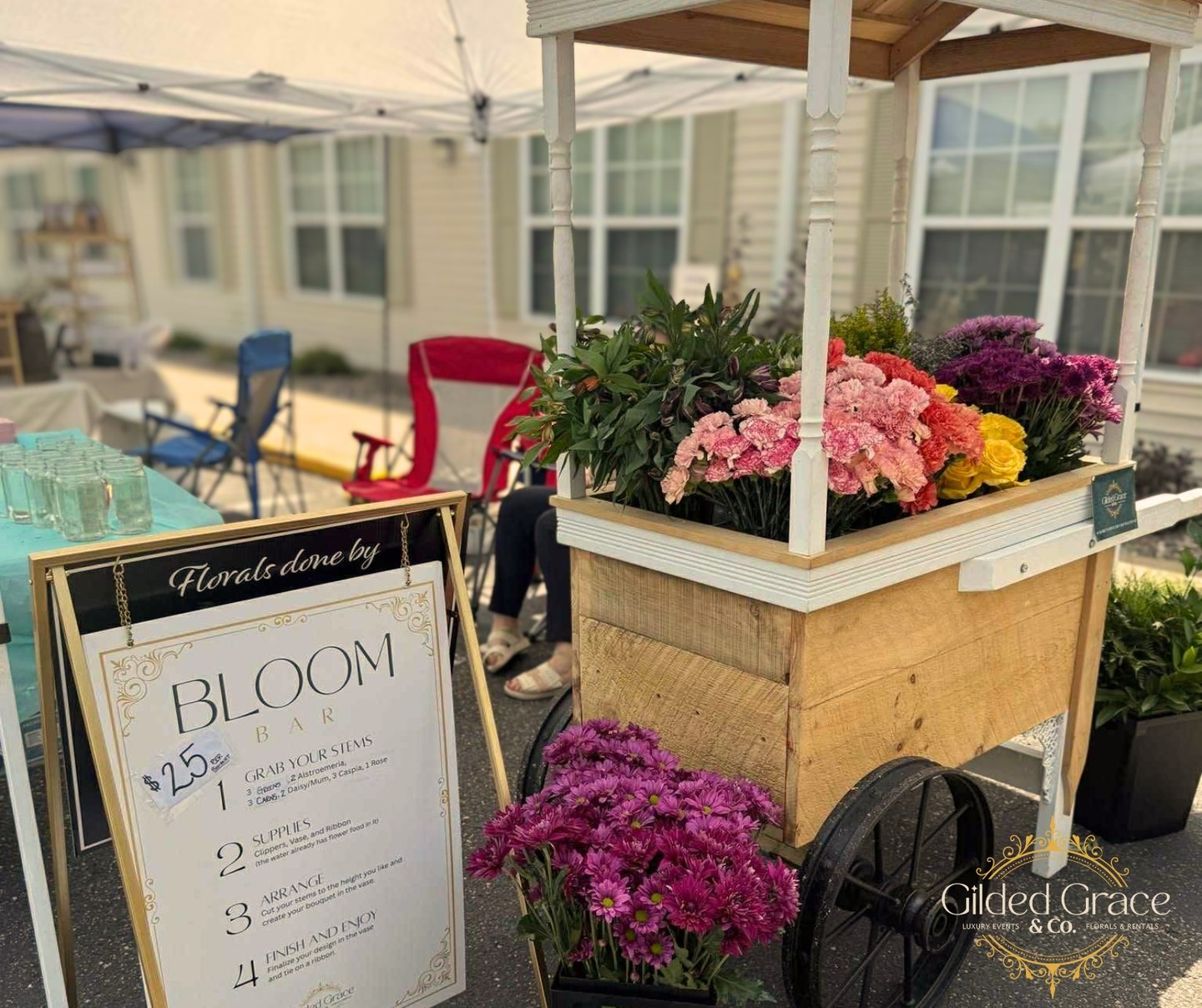 Our Bloom Bar is perfect for bridal showers, festivals, markets, baby showers, girls night and more!