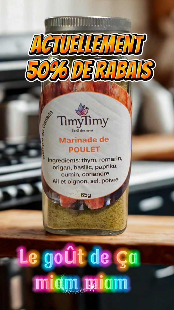 💯 naturel, Assaisonnement poulet, poisson, viande et tout usage le tout à 50 % de réduction, visitez-nous vite sur : https://www.timytimy.ca/%C3%A9pices