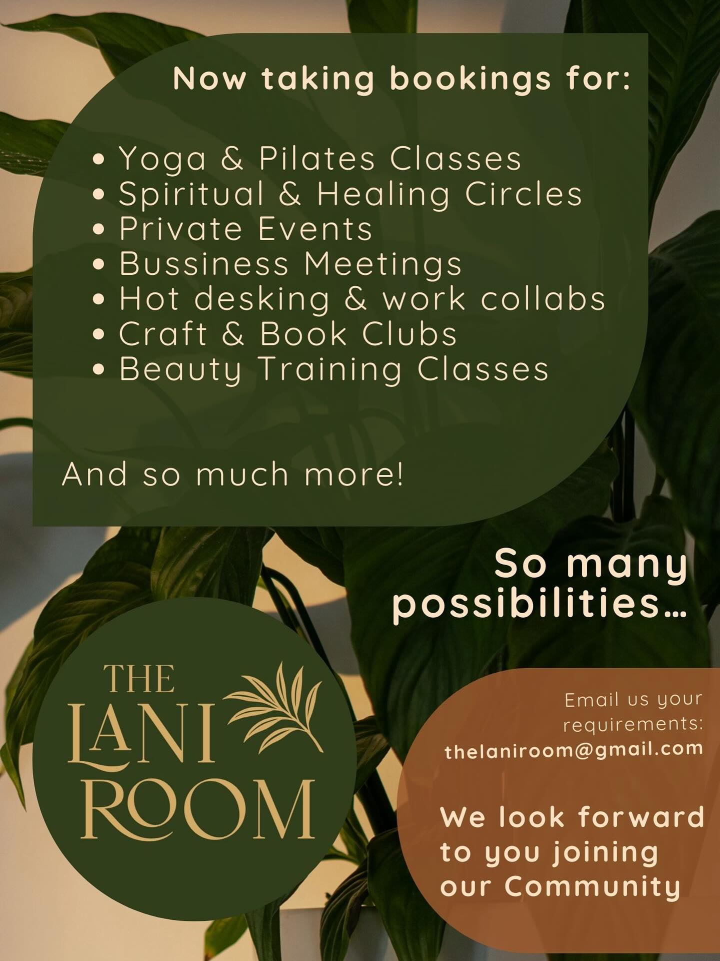 â¨So many possibilities..
The Lani Room in Kettering is open for your classes, events & collaborations.
Perfect for up to 12 people.
Whether youâre hosting yoga, a creative workshop, or a private gathering, our space is ready to welcome you.
Letâs grow our community together â¨
Email us at thelaniroom@gmail.com with your ideas!
#Kettering #Northamptonshire #NorthantsLife #KetteringCommunity #YogaNorthamptonshire #HealingCircle #SpiritualCommunityUK #WellnessNorthants #MeditationUK #CommunityOverCompetition