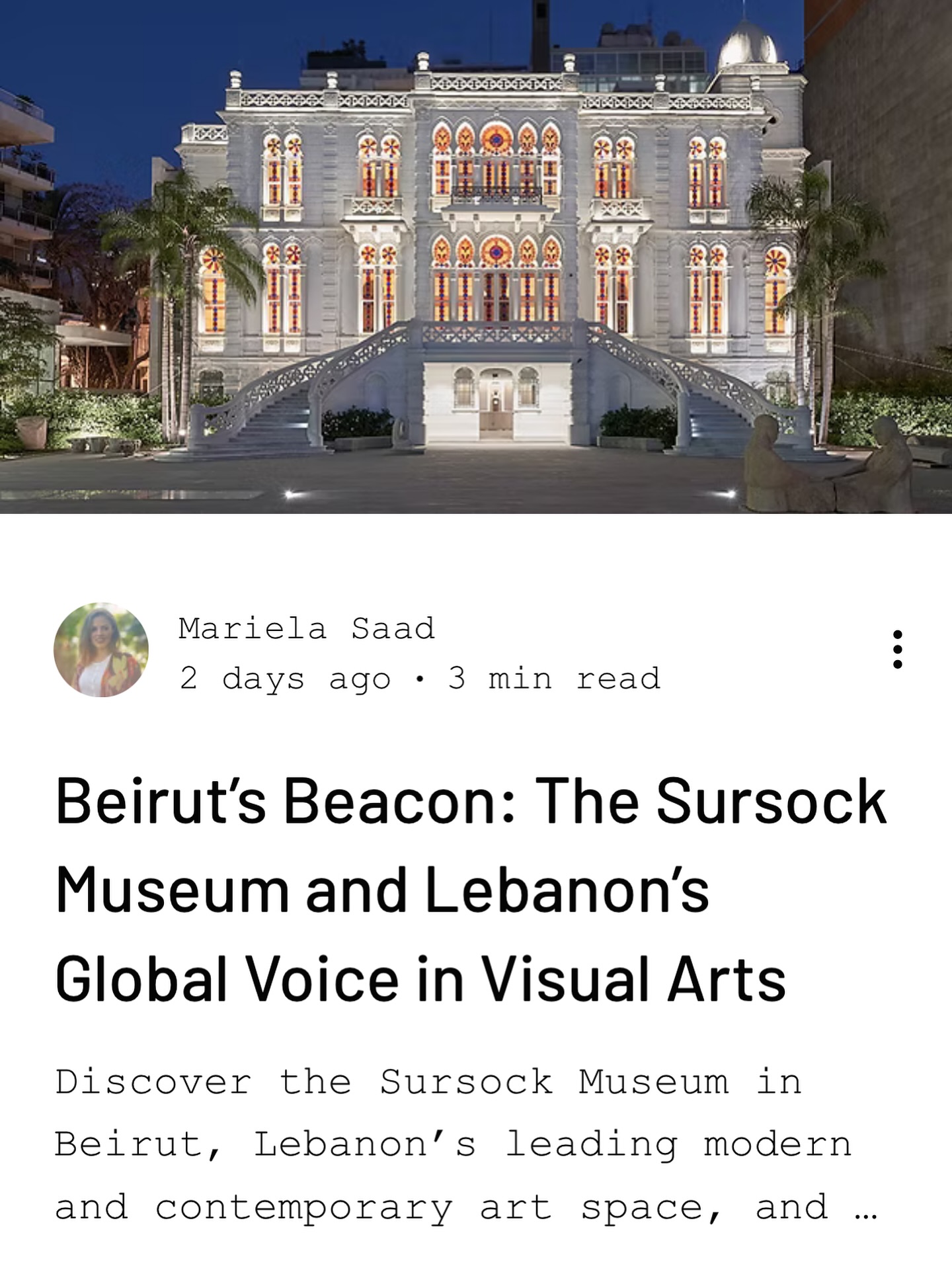 Art is memory. Memory is resilience. The Sursock Museum in Beirut embodies both, and places Lebanon on the global art map.
Discover more in our latest blog.
🔗 Link in bio or visit the blog section at www.SoTACollection.com
#SursockMuseum #BeirutArt #LebanonVisualArts #SoTACollection #CulturalResilience #ContemporaryArt #CitoyenneDuMonde