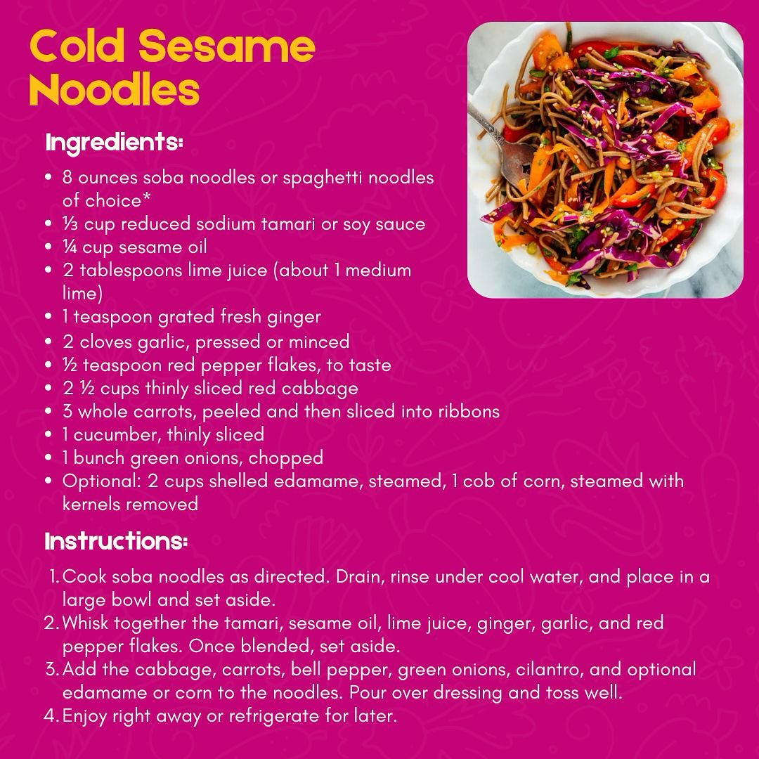 This week’s Fresh Food Box recipe is Cold Sesame Noodles. It’s fresh, flavorful, and perfect for summer! ✨ #PACTRecipe #FreshFoodBox