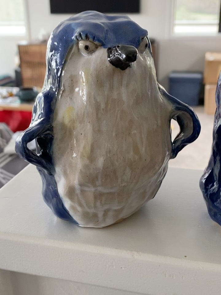 All the grieving little blue penguins have come through the final fire and I love them all. They will be part of a group exhibition at Ninja Flower Gallery in Wellington during September. #littlebluepenguins #grief #potterypenguins #exhibitionready