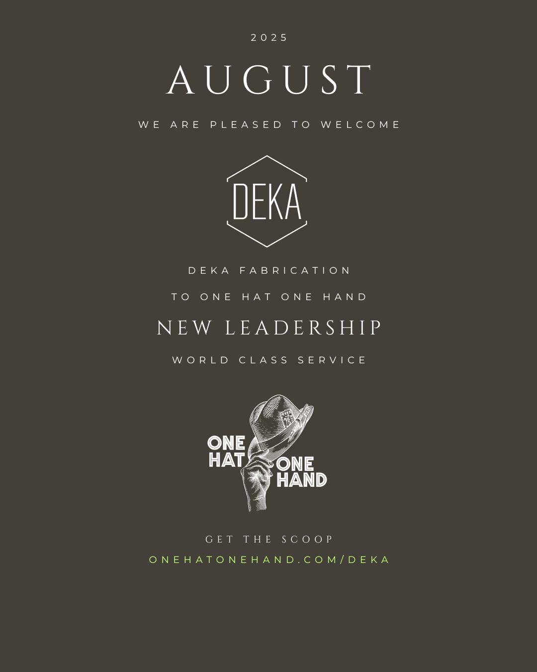 Friends! We've joined the @onehatonehand family! Broader expertise, expanded services, a stronger team and seamless continuity.