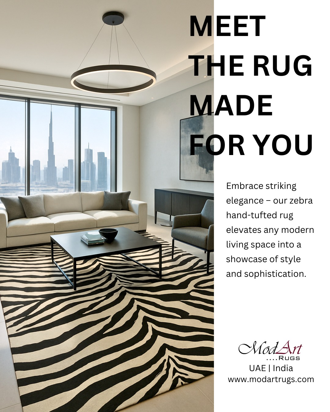 Warning: This rug might steal all the attention from your sofa. 🛋️
📩 Slide into our DMs & let’s design your dream rug.
#homewithstyle #boldinteriors #zebramood #luxuryliving #modartrugs #floorfashion #interiorglowup #luxurylifestyle #rugaddict #modernchic #foryou #foryourpage #explorefeed #trending #trendingpost #dailypost #instapost #explorepage #rugsforsale #zebraprint #animalprint #blackandwhite #dubaiinteriors
{Luxury carpets in Dubai, Handwoven rugs, Custom made carpets, Dubai interior trends, Traditional carpet craftsmanship, Premium floor coverings, Carpet design inspiration, Made to order rugs, Bespoke home decor Dubai, Viscose Rug, Home decor}