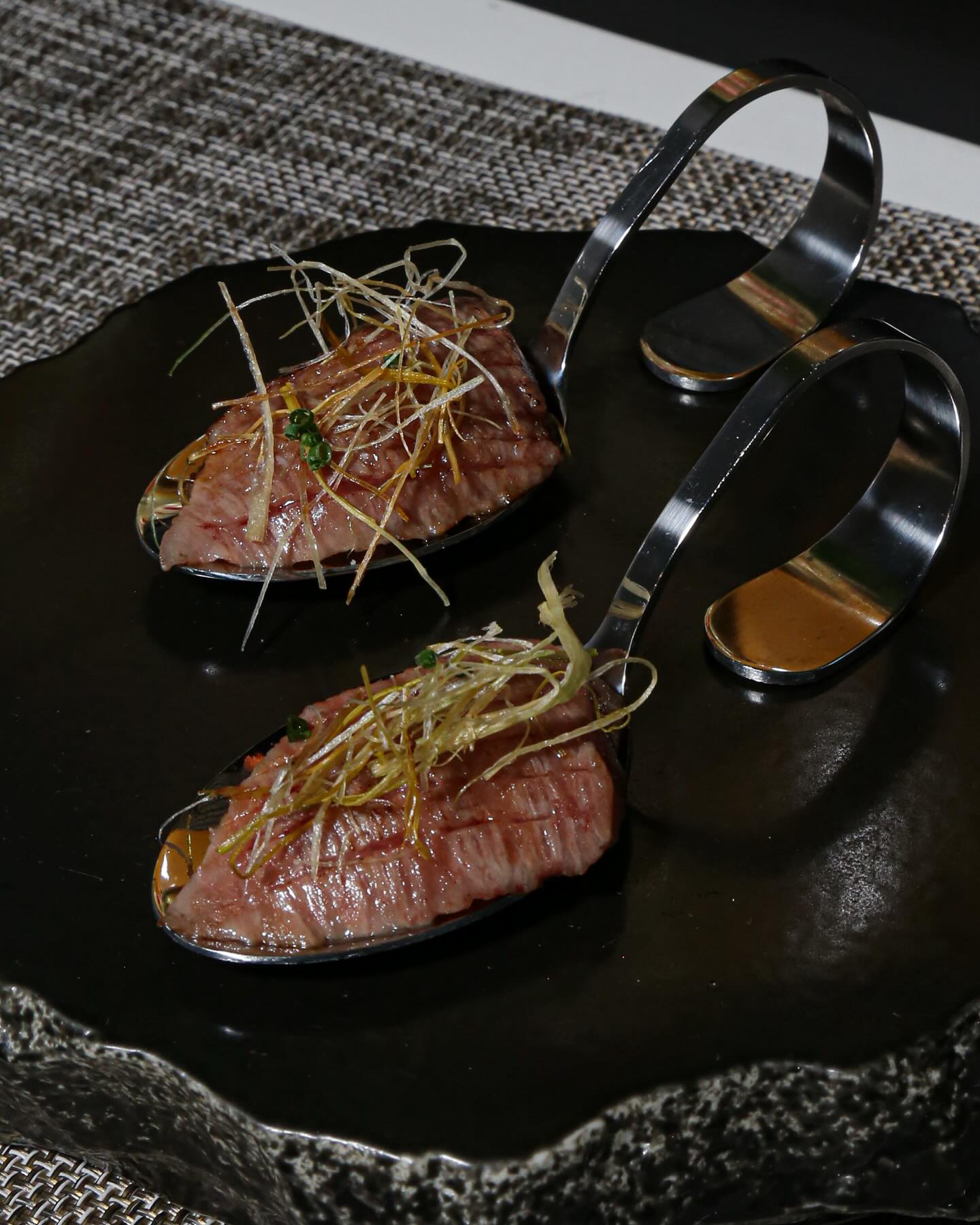 Melt-in-your-mouth indulgence. Our wagyu is seared just enough to release its rich marbling, then finished with frizzled leeks.