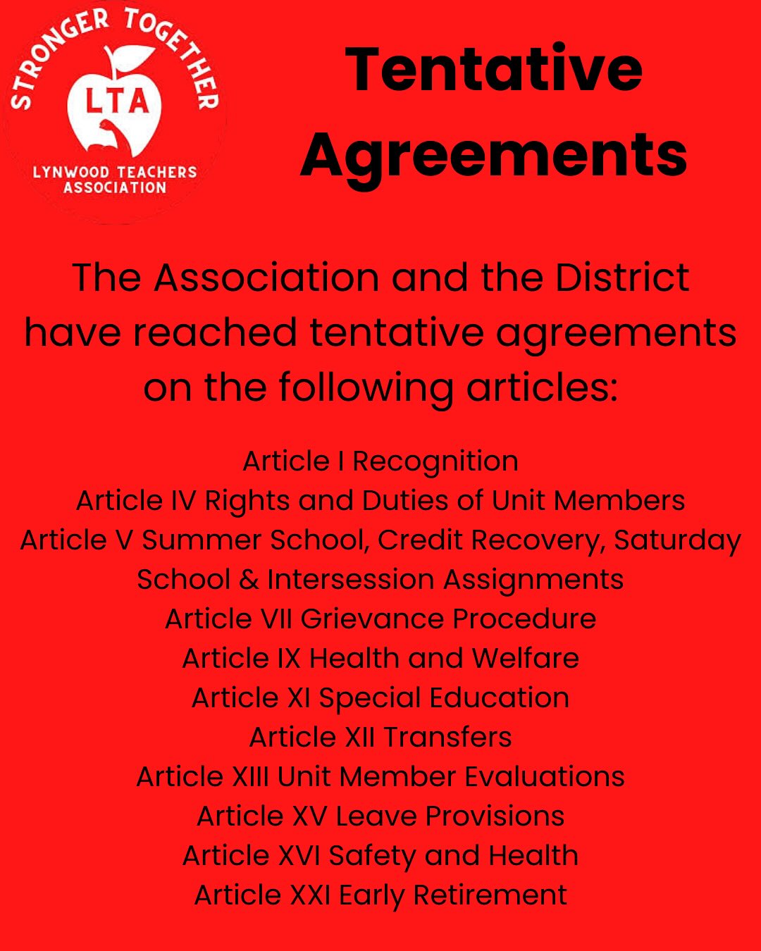 📢Negotiations Update! Here is where we stand as of today! Please see your personal email for additional information. Thank you for your support! #strongertogether #wecantwait #wearecta