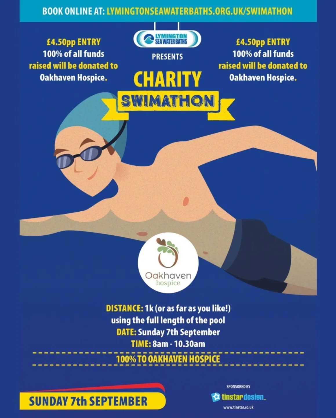 Charity Swimathon 🏊♀️
Sunday 7th September, Lymington Sea Baths are hosting their annual charity event for Oakhaven Hospice.
Its a sponsored swim. You can swim as little or as far as you would like.
Hello Outdoors are entering a coaches team! Each coach swimming at least 800m. 🏊♀️
As a Hello Outdoors Community, let's see if we can collectively can swim the channel, which is 33k or 21.5miles
We would love as many of you to enter, either as a group or solo.
Oakhaven Hospice, as some of you may already know, has helped soo many people and families during the of toughest times. Its time to give back!