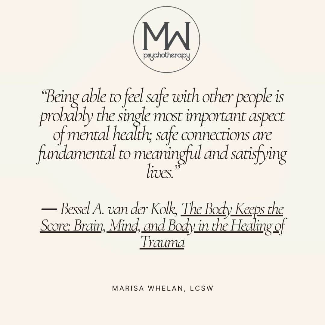 I read this book in grad school and I still take so much from it every single day in my work with clients. Having safe spaces and people in your life is extremely important to healing and growing.