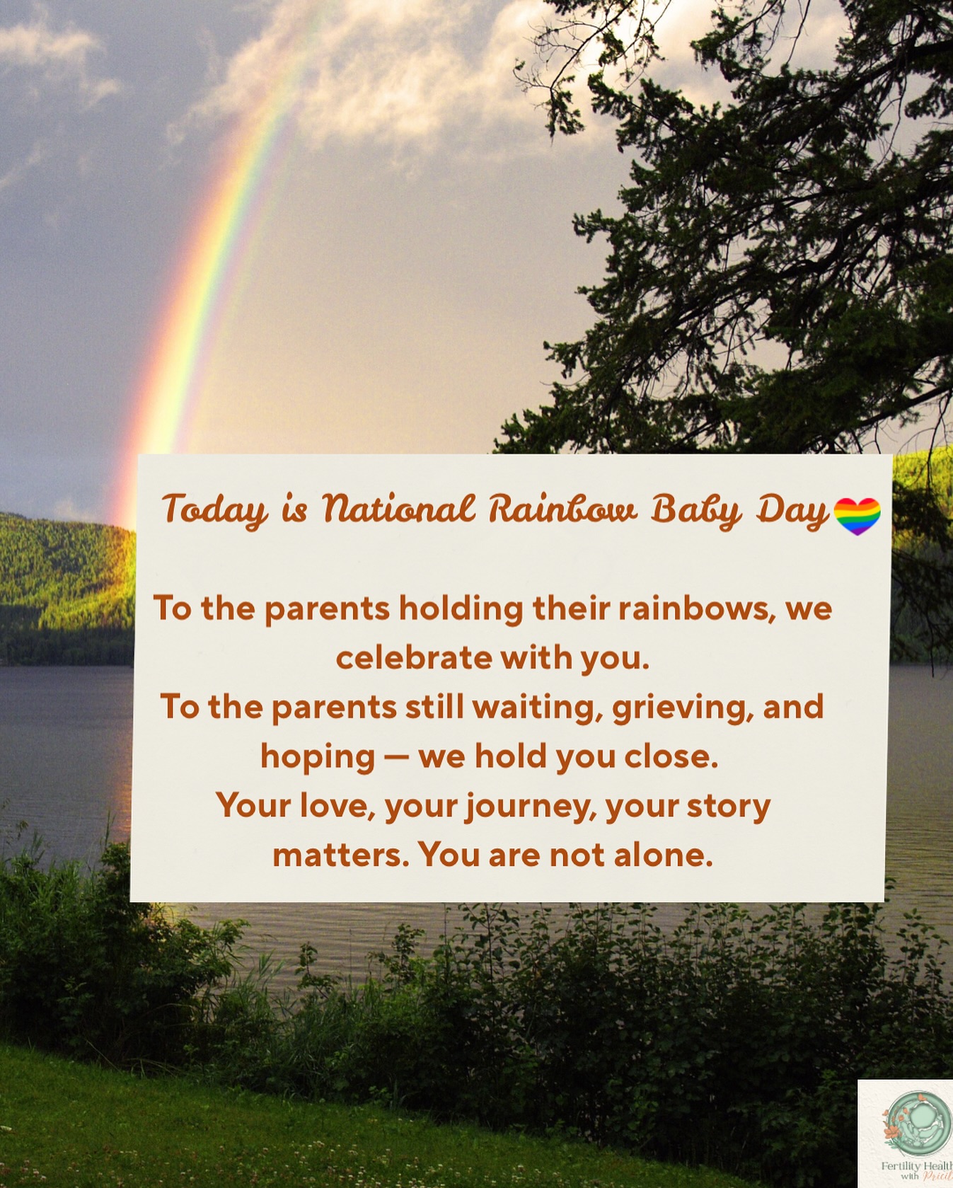 đ Today is National Rainbow Baby Day đ
To the parents holding their rainbows â we celebrate with you.
To the parents still waiting, grieving, and hoping â we hold you close. đ
Your love, your journey, your story matters. You are not alone.
⨠If youâre holding your rainbow, share their light below.
đ If youâre still waiting, drop a heart so we can hold space with you.
#NationalRainbowBabyDay #RainbowBaby #InfantLossAwareness #PregnancyAfterLoss #YouAreNotAlone #InfertilityAwareness #BabyLossAwareness #RainbowAfterTheStorm