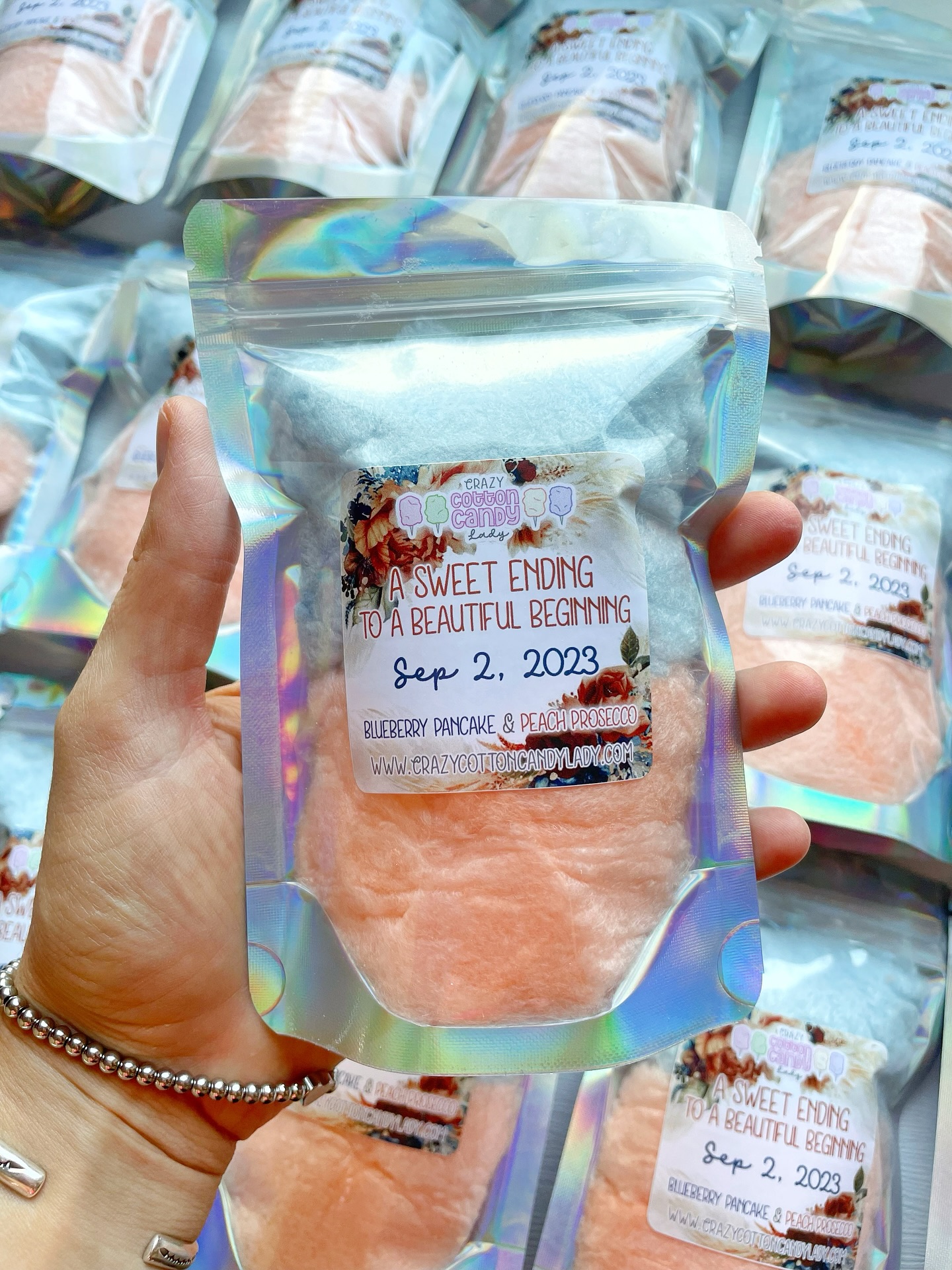 Wedding favors 💍
A sweet ending to a beautiful beginning 🧡💙
9/2/23
💙Blueberry Pancake and 🧡Peach Persecco cotton candy. Get started on your custom wedding favors.
Wow your guests with an allergy friendly treat that matches your wedding theme!
Our Cotton Candy Flavors are
🥖 Gluten Free
🥛 Dairy Free
🐣 Egg Free
🍃 Soy Free
🫘 Sesame Free
🌱 Vegan friendly
🥜 Nut Allergy Friendly
and we have 🚫Dye Free options too
CrazyCottonCandyLady.com
#vtwedding #vermontwedding #cottoncandy #weddingfavors #customwedding #vermontbride @vermontweddings