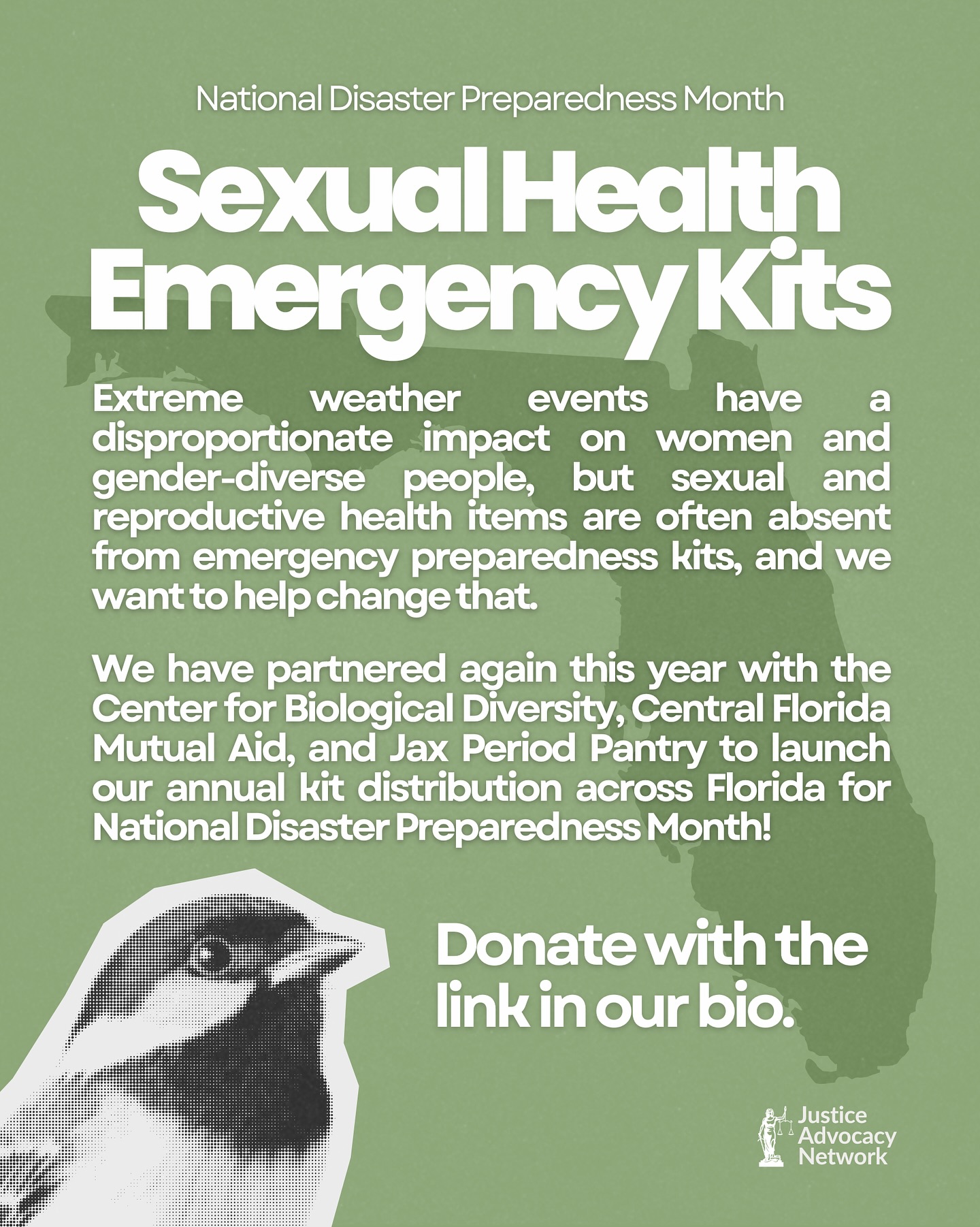 This September, for National Disaster Preparedness Month, we’re partnering again with the Center for Biological Diversity, Central Florida Mutual Aid, and Jax Period Pantry to distribute Sexual Health Emergency Kits across Florida.
Donate now to help us get kits into the hands of those who need them with the donation link in our bio!