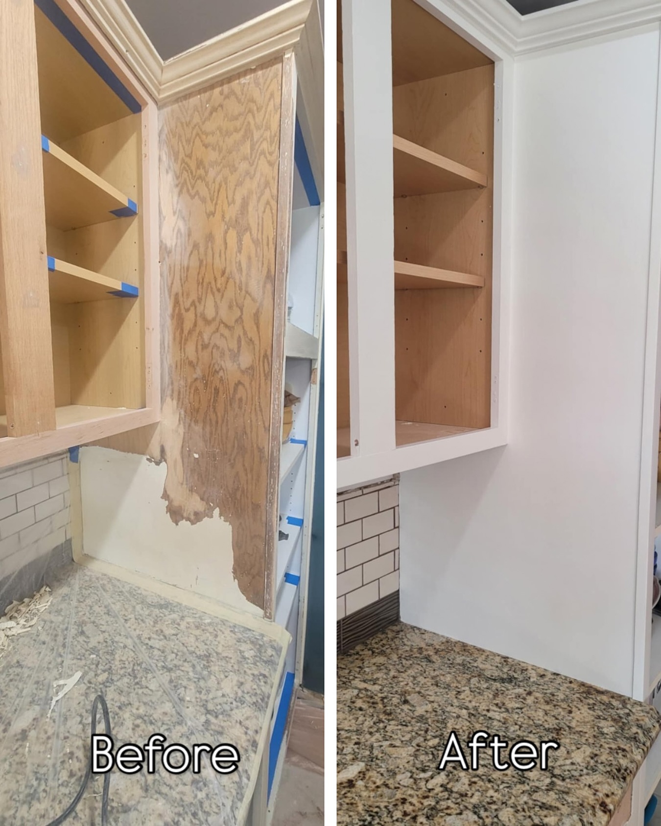 No matter the starting point—damaged, raw, or in-between—we make sure every cabinet ends up looking fresh and unified! More to come from this kitchen soon!