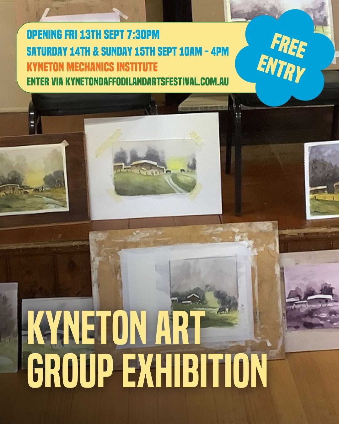 The Kyneton Art Group Exhibition opens on Friday 13 September at 7:30pm, with free entry all weekend at the Kyneton Mechanics Institute. Browse a wide range of works by local artists on Saturday 14 and Sunday 15 September from 10am–4pm.
More details on our website.
--
The Kyneton Daffodil & Arts Festival
📍 5–14 September 2025
Supported by Major Sponsors @kynetononriverside
Visit our website to view all events and sponsors.
.
.
.
.
.
#kynetondaffodilandartsfestival #kyneton #daffodilfestival #macedonranges #visitmacedonranges #macedonrangesnaturallycool #daylesfordmacedonranges #daylesfordmacedonrangeslife #onehouroutofmelbourne #localartists #artexhibition #communityarts #regionalvictoria