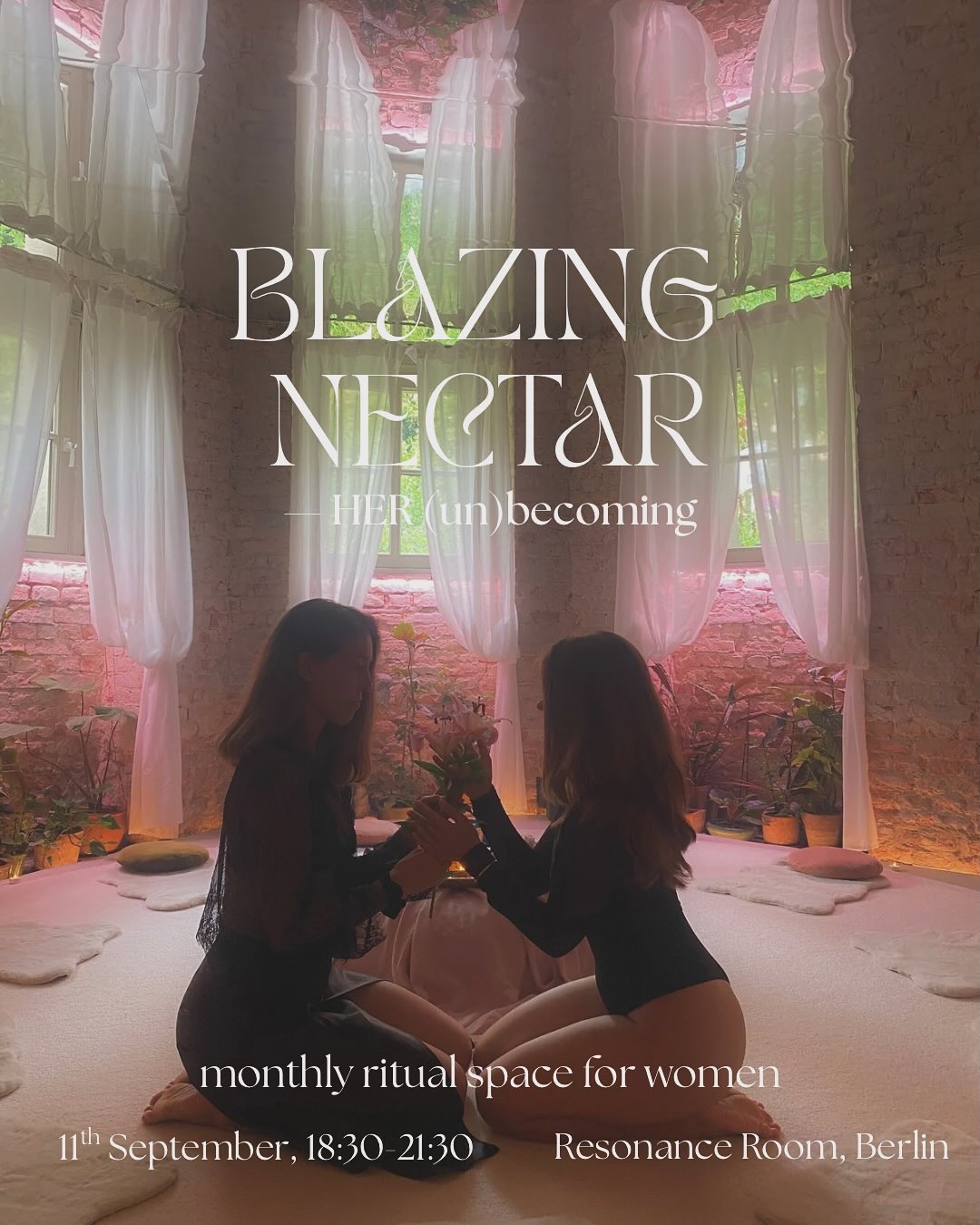 after months in the cocoon, she’s here and we´re sharing it with so much love & excitement. 🌺 🔥
a monthly ritual space for women.
women calling themselves back in & tapping into the current of life.
a warm womb-like space to drink your own fiery and sweet essence.
expect to journey with feminine archetypes, embodied movement, creative expression, visualization & ritual.
Blazing Nectar | monthly IRL space for women
first edition 09.11 | Berlin | 18:30 - 21:30
birthed & held by @sara_hawartheh and @jelka.reuter
🔗LINK for TICKETS in BIO
to reserve your cozy sheep skin, comment ❤️🔥 and we´ll share more info.
pictures are taken in @resonance__room, our cozy space for gathering over the next months. much gratitude for Auri dreaming this place into reality.