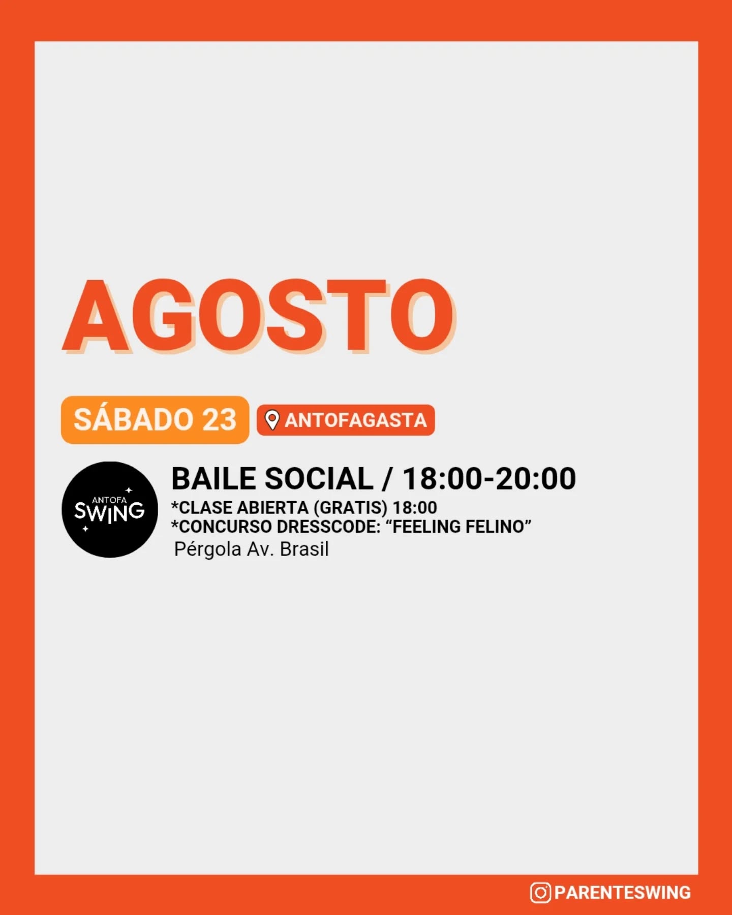 ✨Todos los eventos son gratuitos y abiertos a todo público, a menos que se indique valor de entrada 💸
‼️Cualquier modificación o nuevo evento en los comentarios👇🏻 y/o por historias 👆🏻
🤔 Qué es una Jam, Clandestino o Baile Social?
Una instancia donde fanáticos de los bailes swing (Lindy hop, Balboa, Shag, Solo jazz) se reunen a compartir, hacer comunidad y a la vez, practicar.
❌ Las actividades publicadas NO son instancias de clases para aprender a bailar, a menos que se indique “Taller” o “Clase Abierta”.
👀 Quieres aprender a bailar?
En nuestra historia destacada “CLASES” está toda la información y formularios de inscripción a los cursos del mes de las escuelas de bailes swing ✨
Nos vemos en la pista! 💃🏻🕺🏻🔥
#danzachile #lindyhopchile #swingchile #bailechile #eventoschile #danzasantiago #santiagodechile #panoramasgratis #swingdancechile #swingdancingchile #lindyhopperschile #panoramasgratis #panoramagratis #santiago