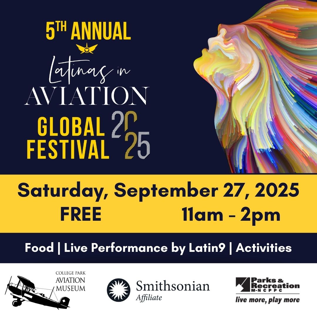 Kick off National Hispanic Heritage Month and join us for an unforgettable festival featuring Latina pioneers in aviation and a cultural celebration!
September 27, 11am - 2pm
FREE at the museum
Enjoy demos & children’s activities, food, community art, bilingual story time, author meet & greets, and giveaways while supplies last.
Schedule of events:
* 11:00 AM – Festival begins & activities open
* 11:15 AM – Authors fly-In (weather-permitting)
* 12:45–1:45 PM – Live musical performance by Latin9 Orchestra
* 2:00 PM – Festival concludes; activities continue in gallery
Food from Napa Grill & Cocineros will be available for purchase on-site throughout the day.