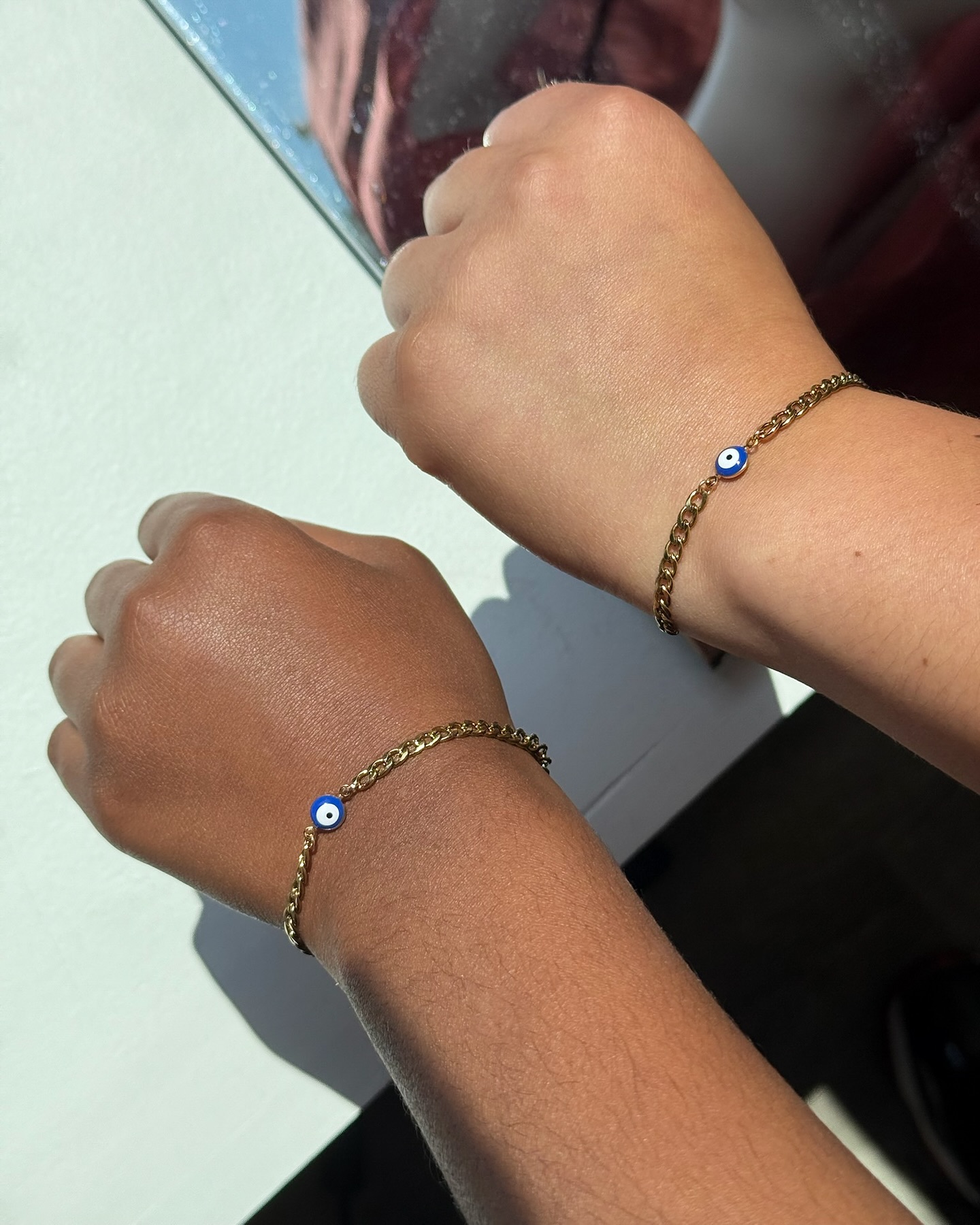 No bad vibes! 🧿 Just matching permanent bracelets. And a little reminder that your bestie’s got your back! 💙
#permanantbracelet #permanantjewelry #weldedjewelry #weldedbracelet #evileyejewelry