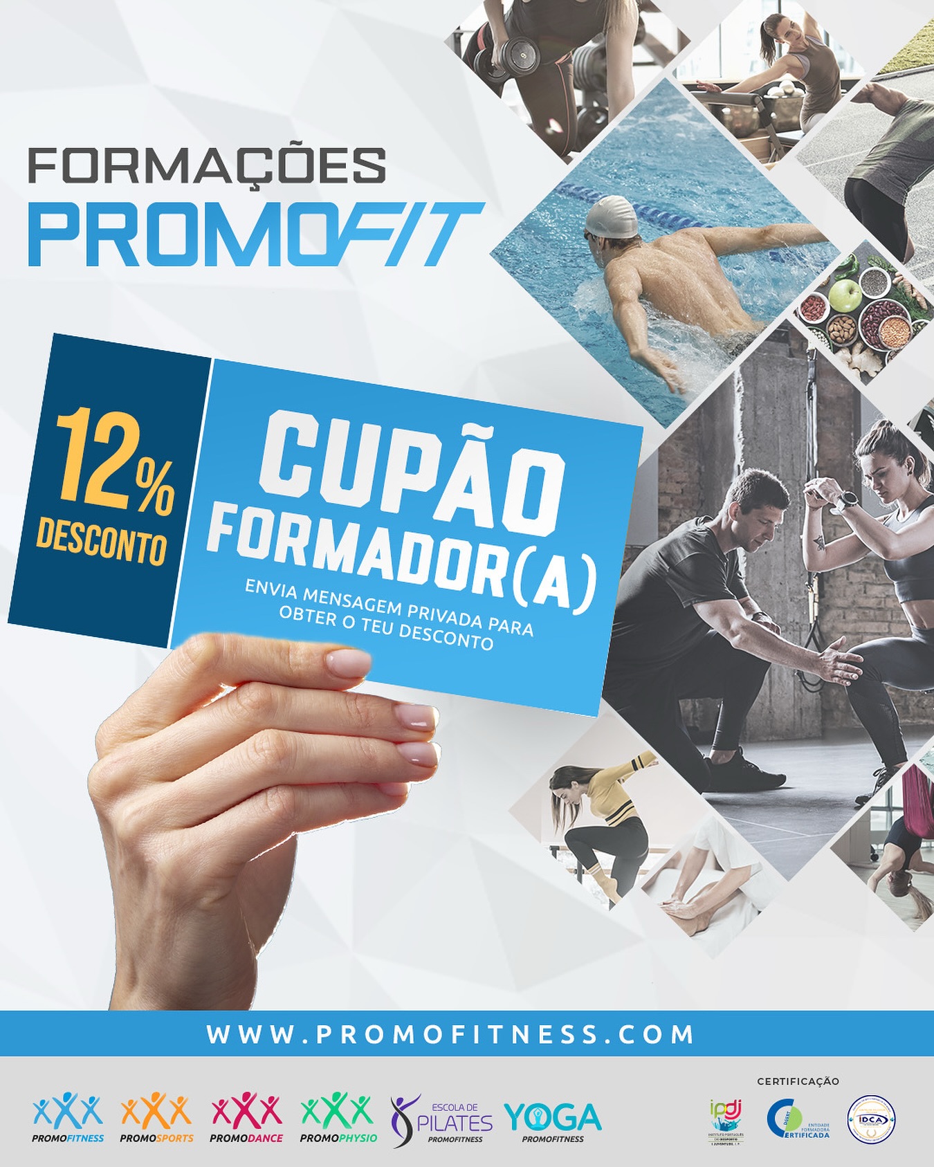 Sou Formador da @promofitness.lda desde 2019 e já vamos a caminho dos 40 cursos em conjunto!
Dos cursos TEEF aos programas de verão, passando pelos Congressos e Convenções, tem sido um percurso que muito prazer me tem dado. É por isto mesmo que a Promofitness é a única entidade com a qual colaboro no âmbito desportivo, assumindo os módulos de Coaching e Comunicação. Aliás, algumas das pessoas que aqui acompanham o meu trabalho, foram alun@s e ainda hoje mantemos contacto 🫂
Cada vez que abre uma nova edição de um curso, oiço nos momentos de apresentação que aquilo que procuram é dar continuidade ao seu sonho de trabalhar e intervir no meio desportivo, preparando-se, habilitando-se e adquirindo novas ferramentas para o fazer com competência e profissionalismo.
Se te revês neste objetivo, os cursos da Promofitness são mesmo para ti... e 𝙘𝙤𝙢 𝙪𝙢 𝙙𝙚𝙨𝙘𝙤𝙣𝙩𝙤 𝙙𝙚 𝟭𝟮% 𝙚́ 𝙢𝙚𝙡𝙝𝙤𝙧 𝙖𝙞𝙣𝙙𝙖! 💥
📩 Envia-me mensagem privada para teres direito ao teu desconto ou para te pôr em contacto com as pessoas certas para dares continuidade ao teu sonho! 😊