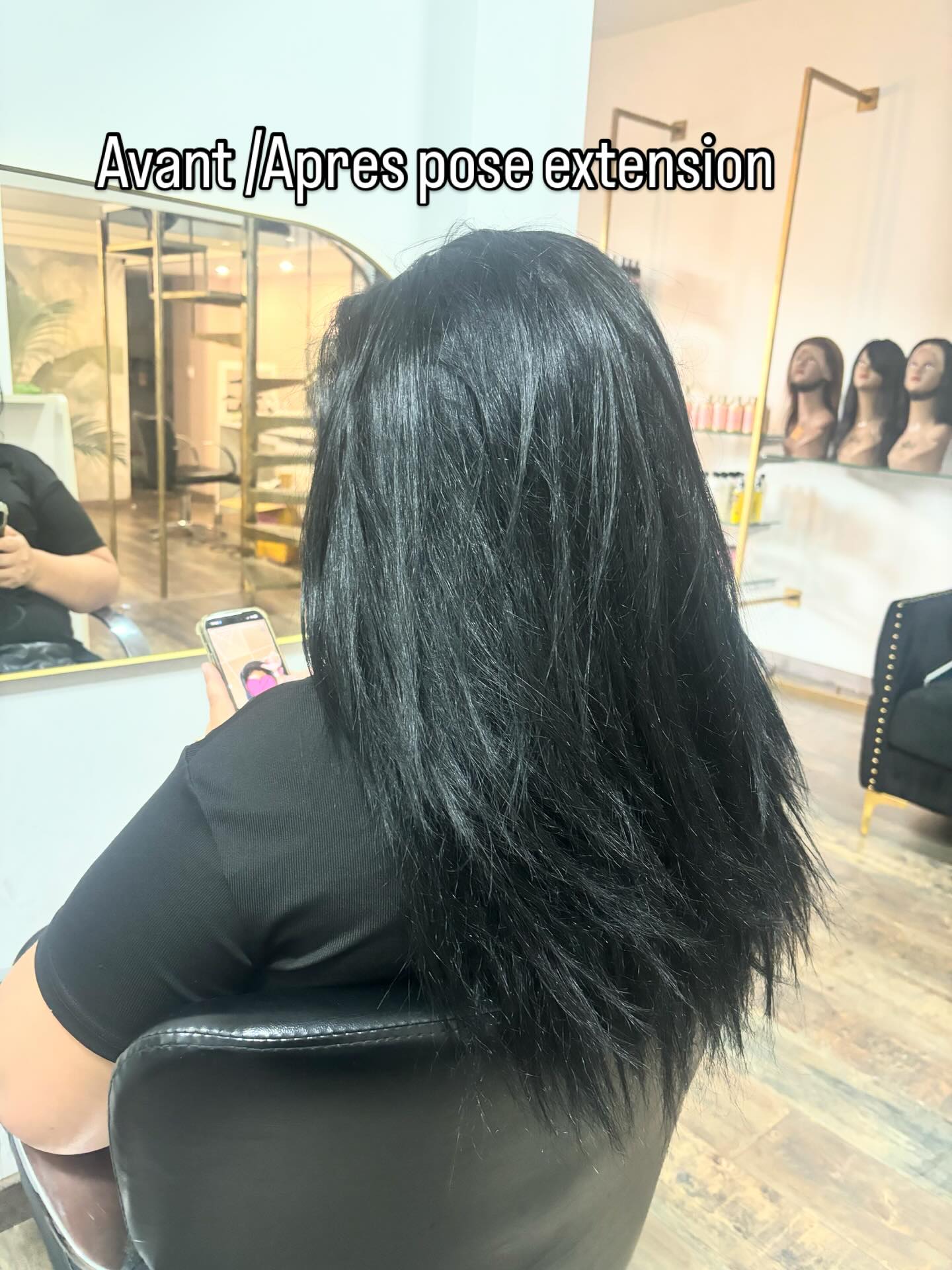 Pose d’extension de cheveux naturels en bande de tissage rendu naturel et fluide. #extensions #cabosanlucas #tissage #perpiñan