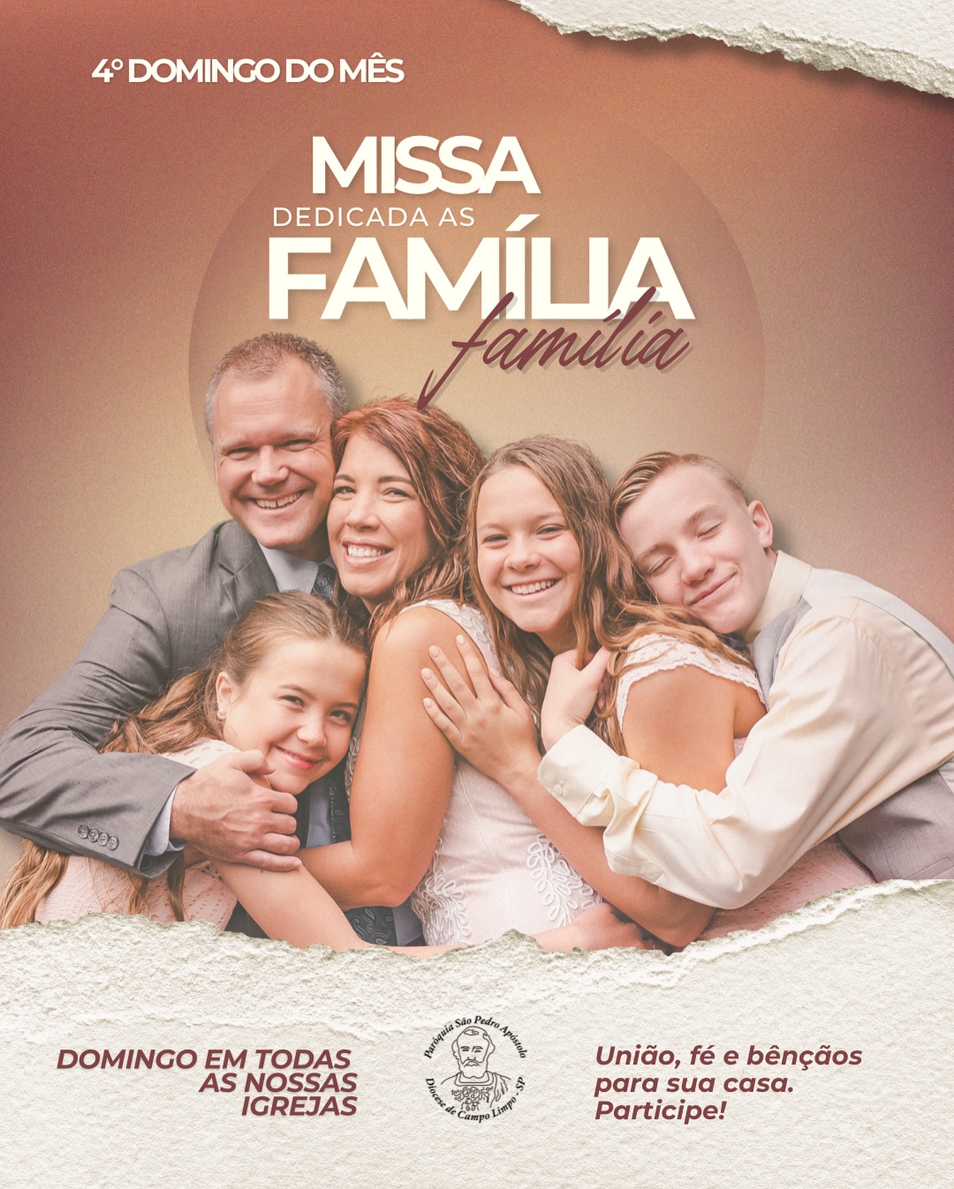 4° Domingo do mês - Missa dedicada às famílias 🙏🏻
Traga sua família para Missa e comece a semana abençoada pela intercessão da Sagrada Família 🙏🏻