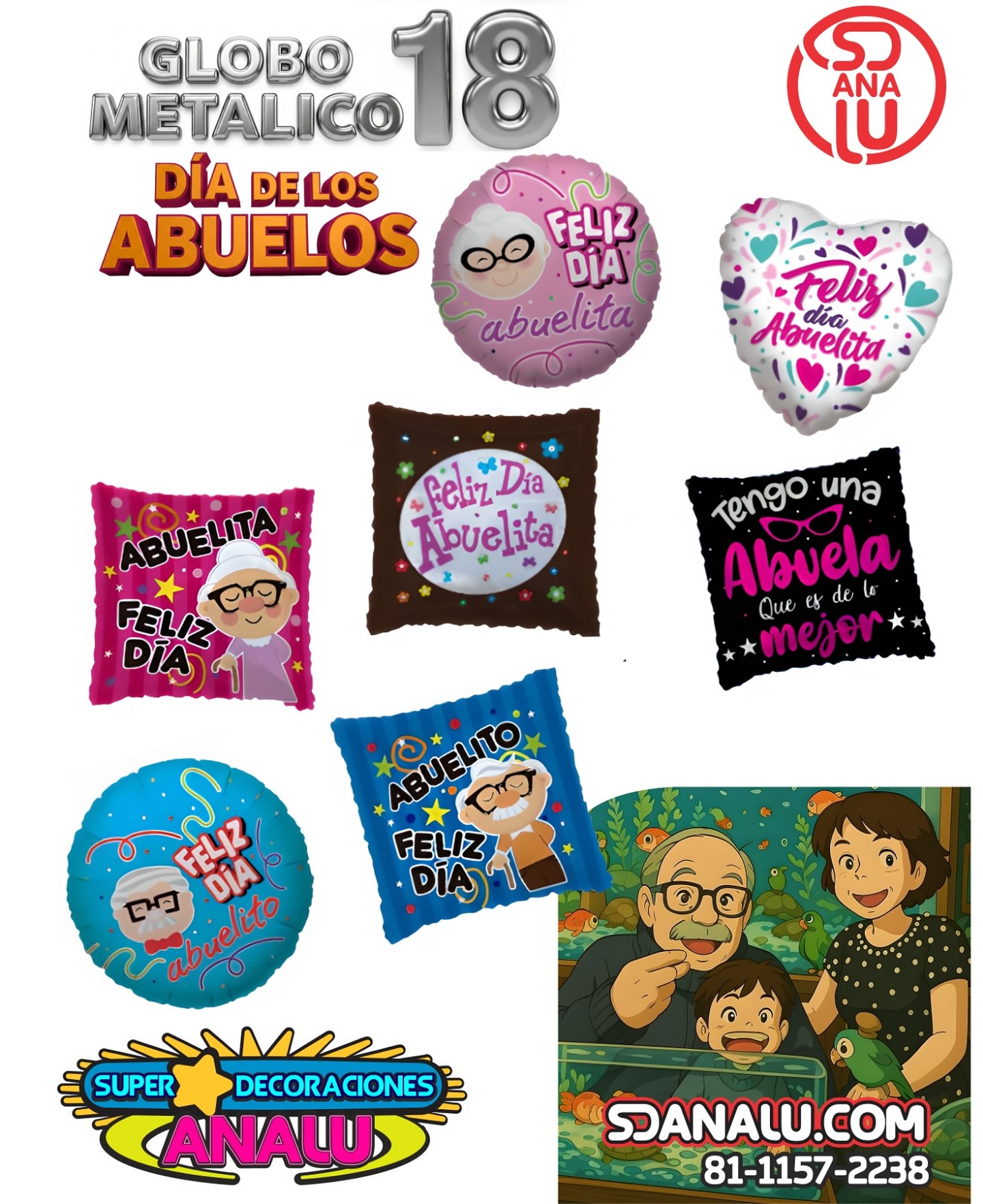Globos para celebrar el día de los abuelos disponibles en tienda