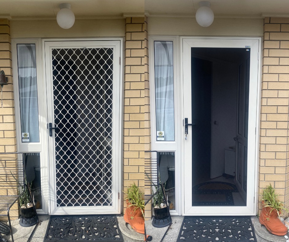 Surprised by the security difference? 🤔 Don't let looks fool you! The Crimsafe screen door on the right offers unparalleled protection while enhancing your home's aesthetic. Click below to explore how the impressive Crimsafe screen door on the right not only looks fabulous but also keeps your home safe. Your doors deserve the best! 💪 🔗 https://wix.to/4dKX4c3 #SecureYourHome #DesignMeetsSecurity #Crimsafe #Screendoor