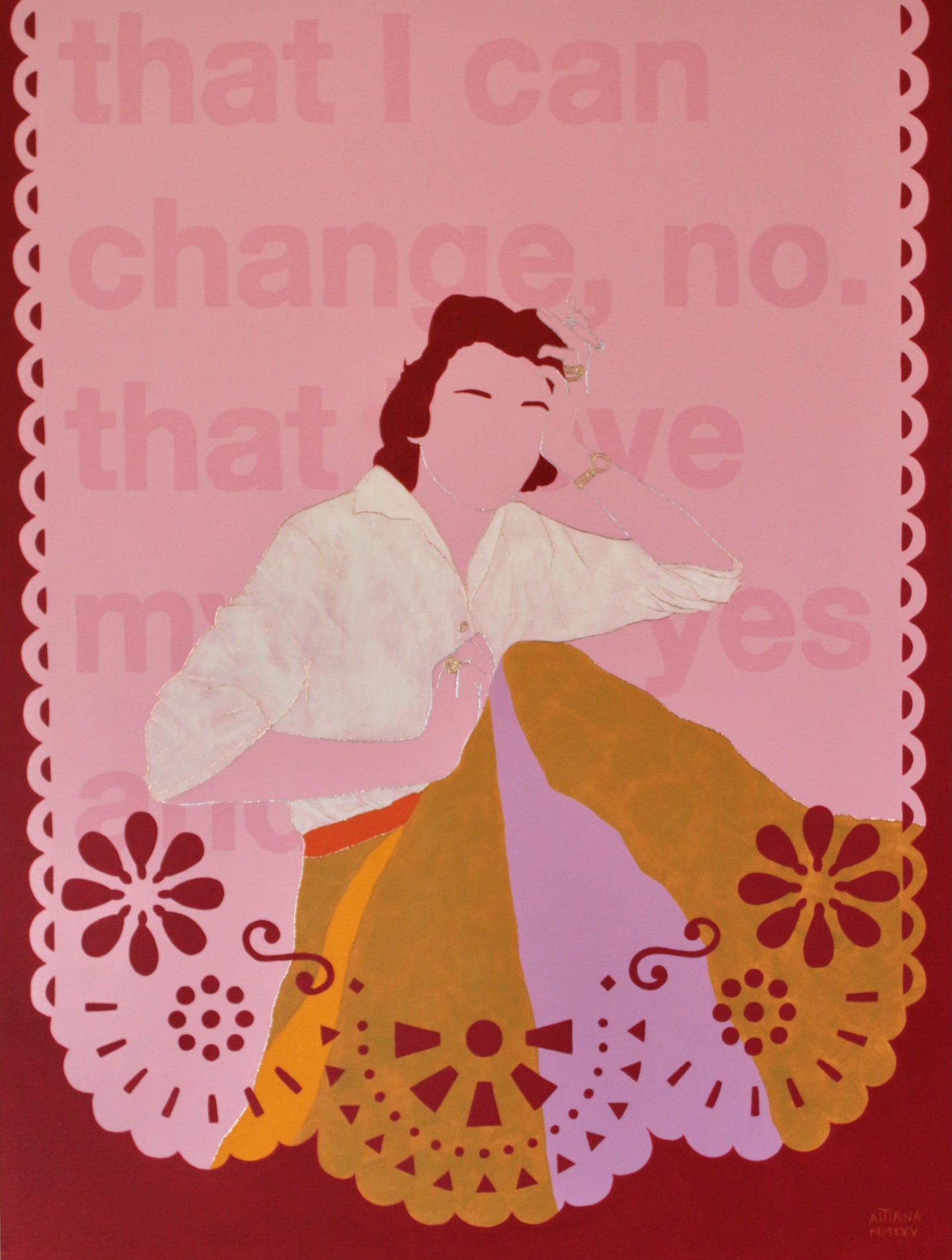 New Art Works 🎉
Title:
Hi Anne, Is it a physical process your writing? These horrific stories that need to be re-told to fire our bodies in sentences made of corporeal thinking.
Painting, Acrylic on Canvas, metallic transfer sheets, Ynes Guevara, 2025.
Size: 75 W x 100 H x 3 D cm
For Sale
This series was created for a Collective Exhibition of paintings and poetry. This exhibition opened the 9th of August at Aigantighe Public Gallery, Timaru, New Zealand.
💗 Anne Sexton; (1928 – 1974) was an American poet known for her highly personal, confessional verse. She won the Pulitzer Prize for poetry in 1967 for her book Live or Die. Her poetry details her long battle with bipolar disorder, suicidal tendencies, and intimate details from her private life. (Wikipedia)
The whole series include portraits of poets and writers, Anne Sexton, American, Simone de Beauvoir, France, Virginia Woolf, England, Rosa Beltran, Mexico, Irene Vallejo, Spain, Chimamanda Ngozi Adichie, Nigeria.
POEM
That it feels good, yes.
That I don’t care, yes.
That it will bring pain, no.
That I can change, no.
That I love my skin, yes and no.
That I love myself, yes and no.
That I am happy today, yes and no.
That I have self respect, no.
That I want you around, yes and no.
That I want a new cat, yes and no.
That you are in my heart, yes.
That I liked it last night, yes and no.
That I know who I am, no.
That I know what I want, yes.
That I am afraid, always.
#annesexton #americanpoets #femalewriters #nzartist #mexicanart #arteméxicano #southcanterburyart