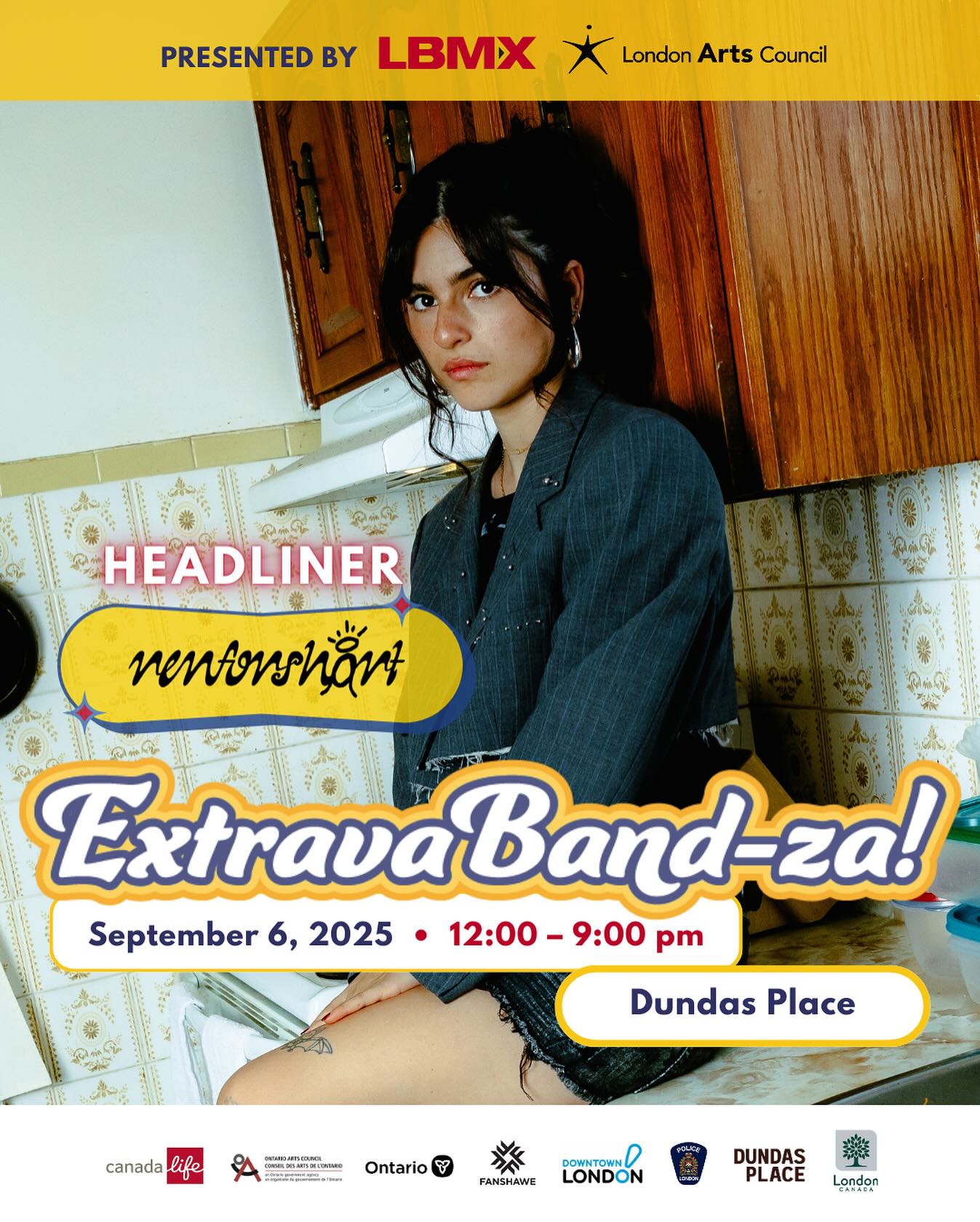 TWO WEEKS AWAY!! Are you as amped as our bands will be on SEPTEMBER 6 for EXTRAVABANDZA??? ⚡️ 🎸 Well, in case you needed another reason to mark your calendar and count down the days until this EPIC and FREE event...here you go!
Known for her “bubblegum grunge” alternative pop sound, Toronto-born singer/songwriter @renforshort is making waves and collaborating with artists like @travisbarker, @jakebugg, and @m_shinoda. In 2023 she toured Europe with @lauvsongs! And now YOU can be there for her next headlining performance right here in #LdnOnt! 🎤
🗓️ September 6 | 12pm - 9pm
📍 Dundas Place, London Ontario
📻 Stay tuned for the full schedule
#LdnArtsCouncil #LBMX
ExtravaBandza is the grand finale of the LBMX Musicians Mentorship Program. The event is also supported by the @cityoflondonont (@dundas_place), @fanshawecollege, @lpsmediaoffice London Police Service, @downtownlondon, @ontarioartscouncil and @canadalifeco.