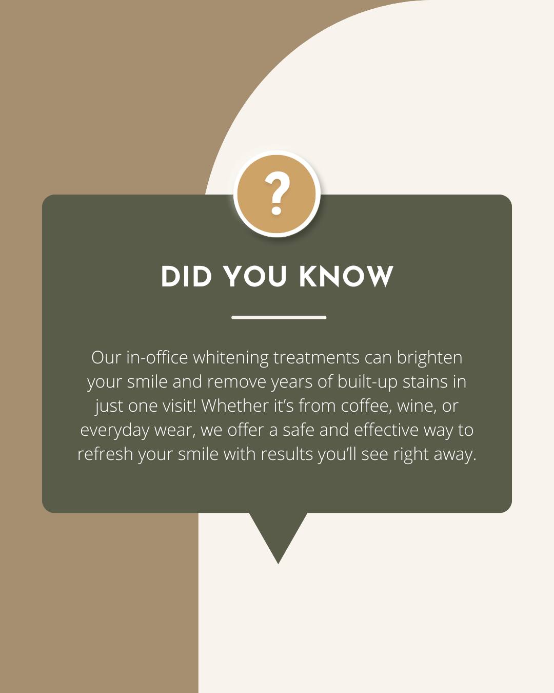 Thinking about whitening your teeth this summer? ☀️
Our in-office treatment is a quick, safe, and effective way to lift deep stains from coffee, tea, wine, or just everyday life. You’ll leave with a noticeably brighter smile, often after just one visit.
It’s perfect for summer photos, weddings, and vacations, and a great way to head into fall feeling fresh and confident!
Call us at (780) 454-7355 or book online to get started!
#teethwhitening #yegdentist #edmontondentist #dentalcareyeg #yegdental #teethcleaning